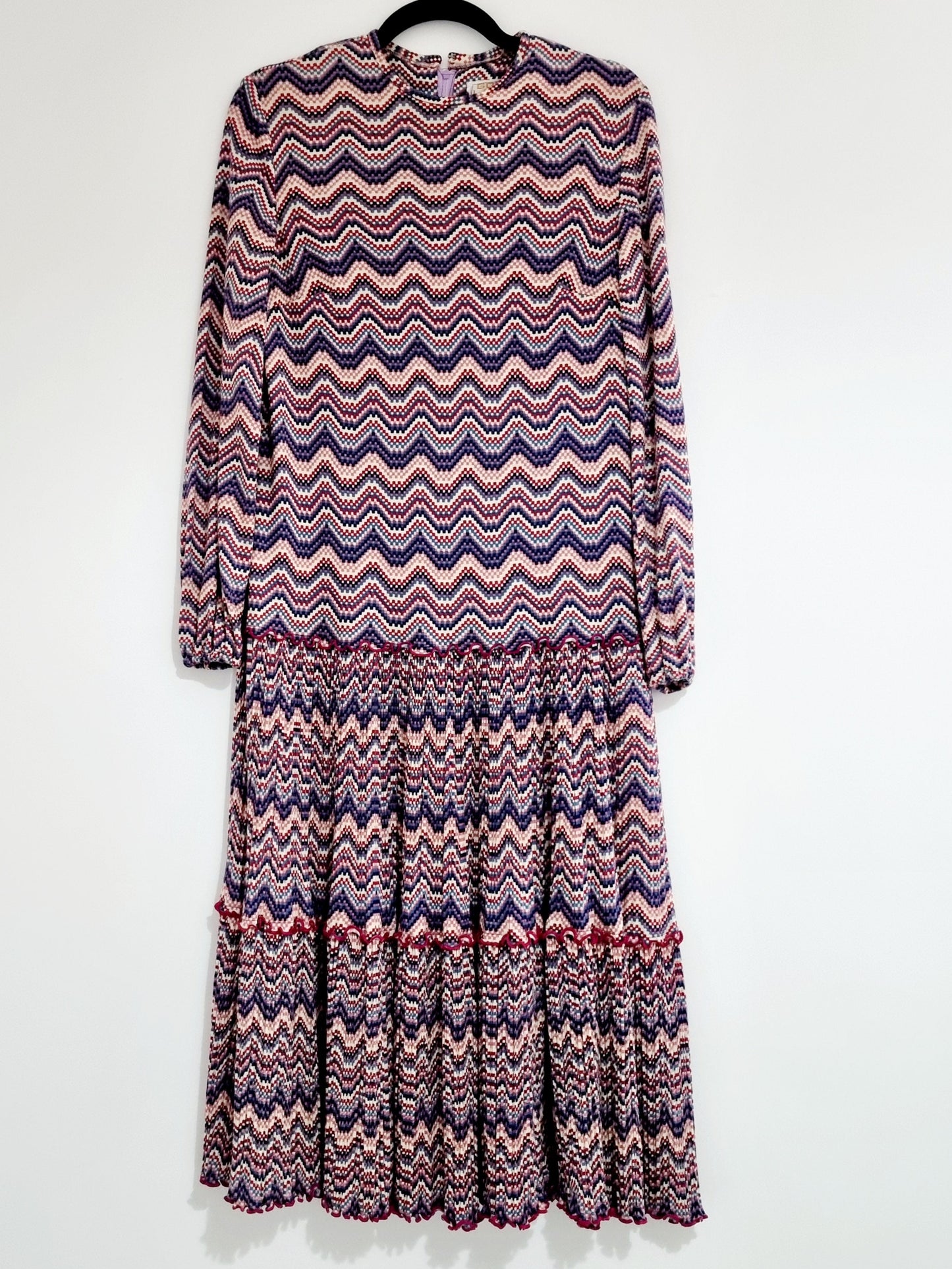 Gold Label Vintage Zap Tiered Dropwaist Zig Zag Dress UK 12 - Vintage Appreciation Society