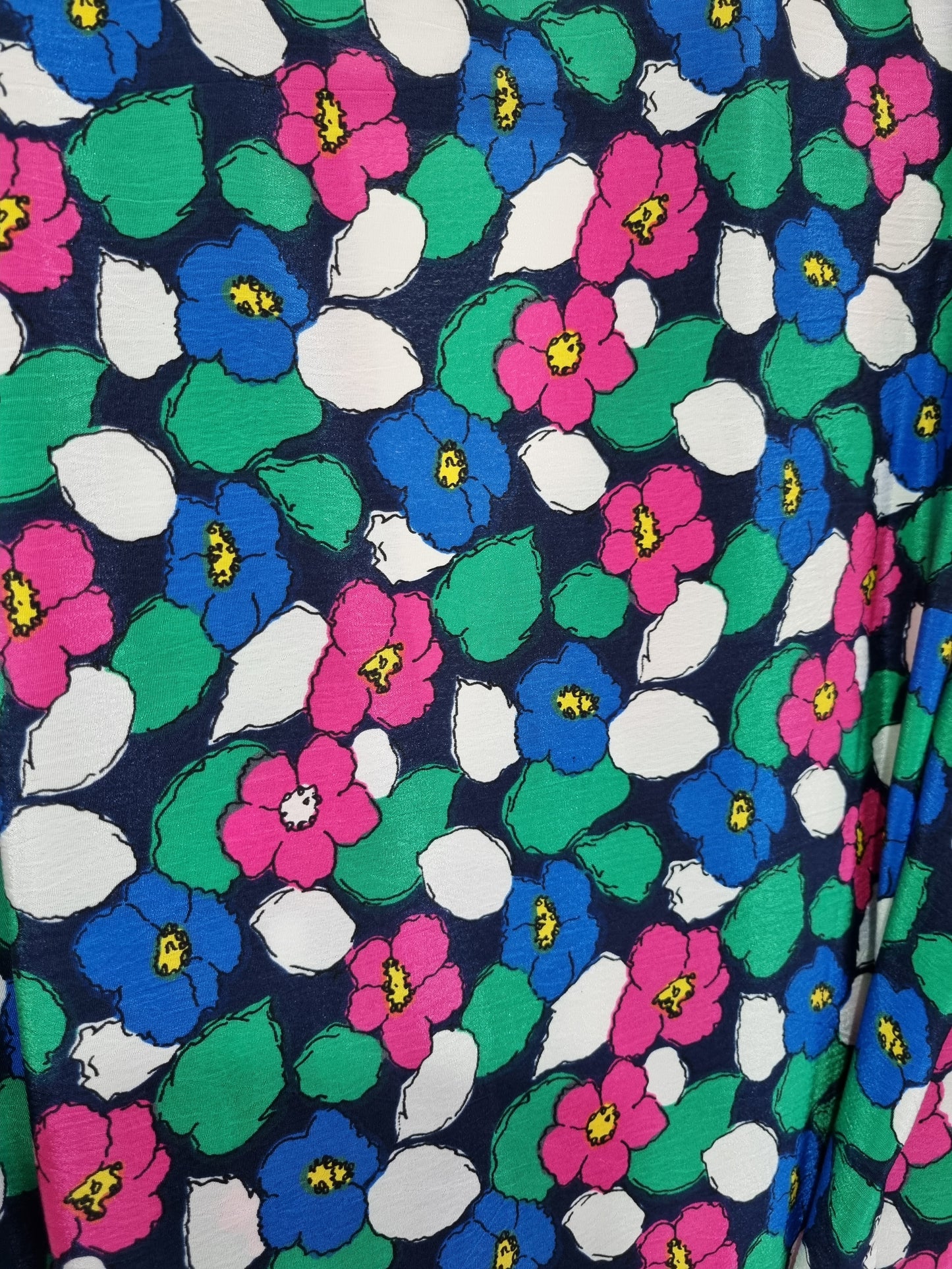 Vintage Berketex Loud Flower Print Pleated VNeck Drop Waist Midi Dress (SMALL) - Vintage Appreciation Society
