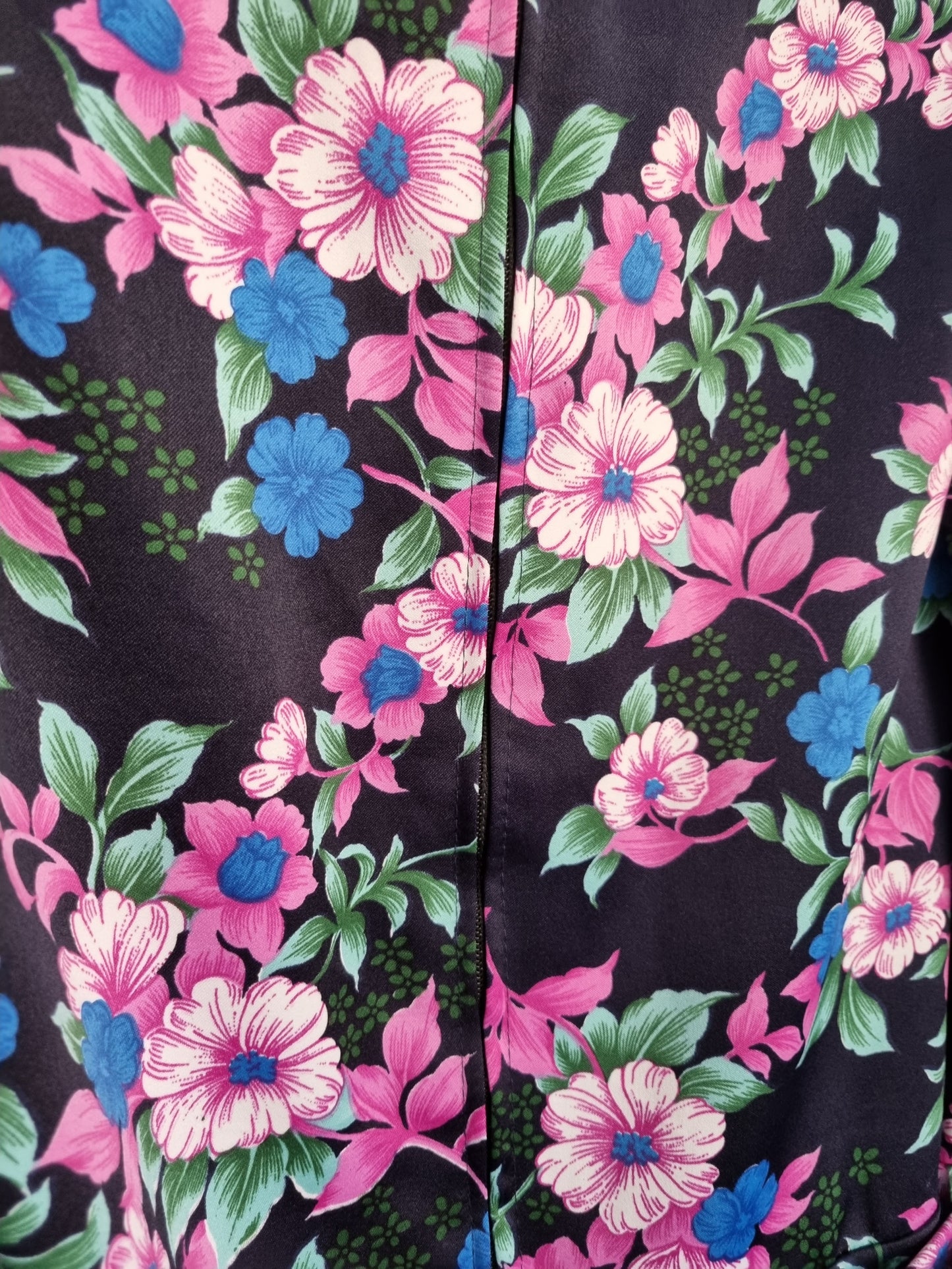C and A Sleeveless Black Garden Party Floral Pleated Vintage Dress UK 14 - Vintage Appreciation Society