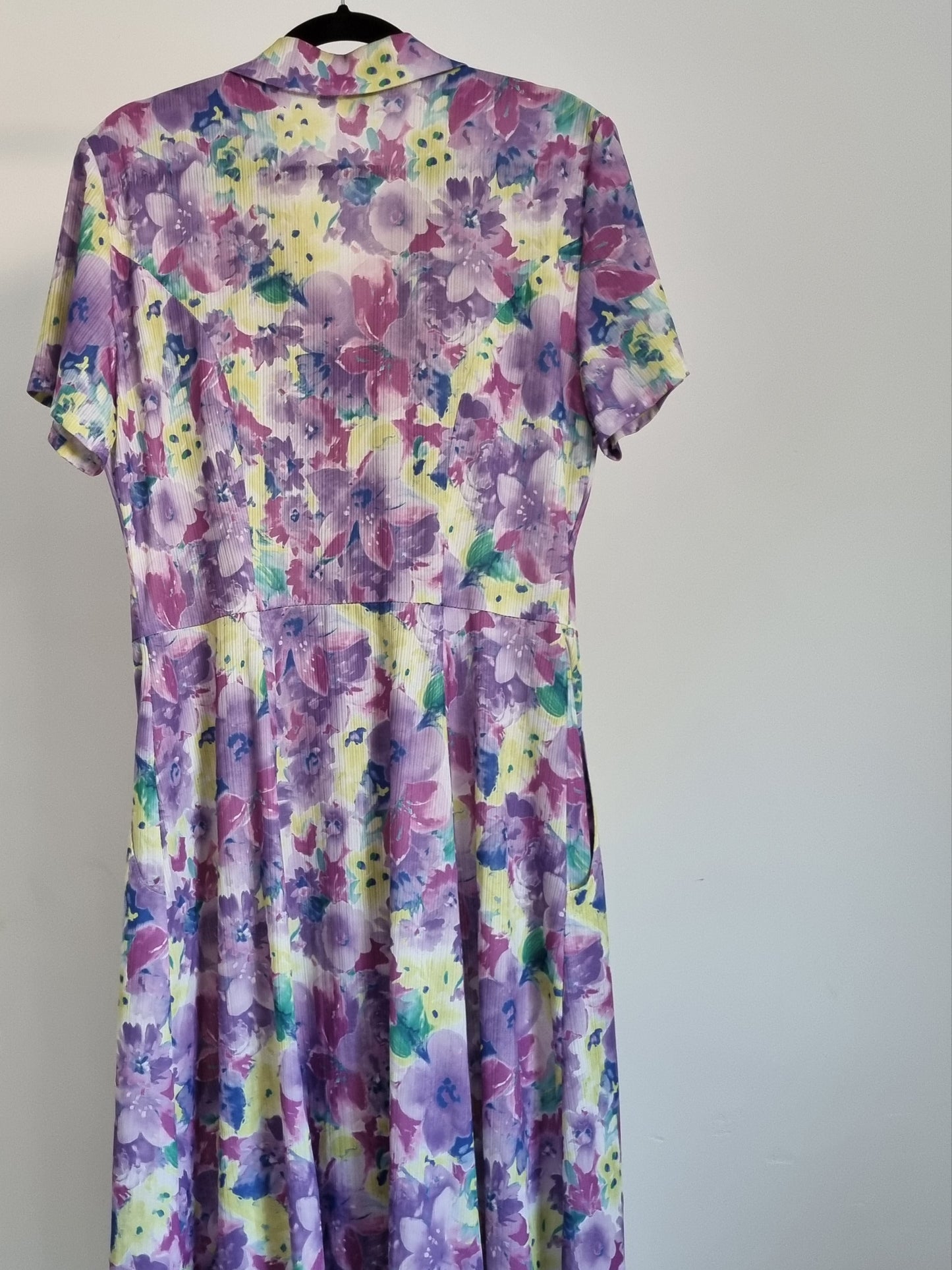 Summer Shirt Dress Vintage Purple, Bright Yellow and Green Floral Button Down 16 - Vintage Appreciation Society