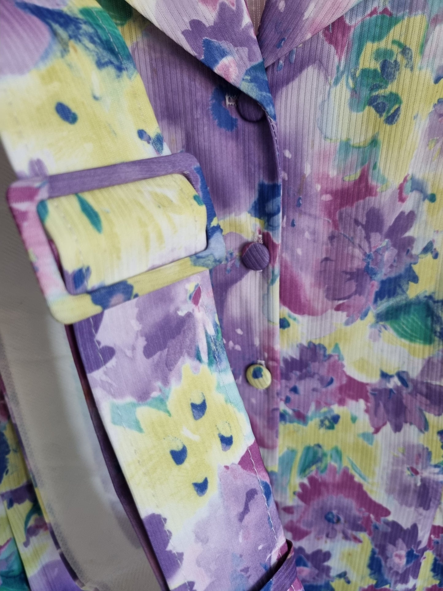 Summer Shirt Dress Vintage Purple, Bright Yellow and Green Floral Button Down 16 - Vintage Appreciation Society