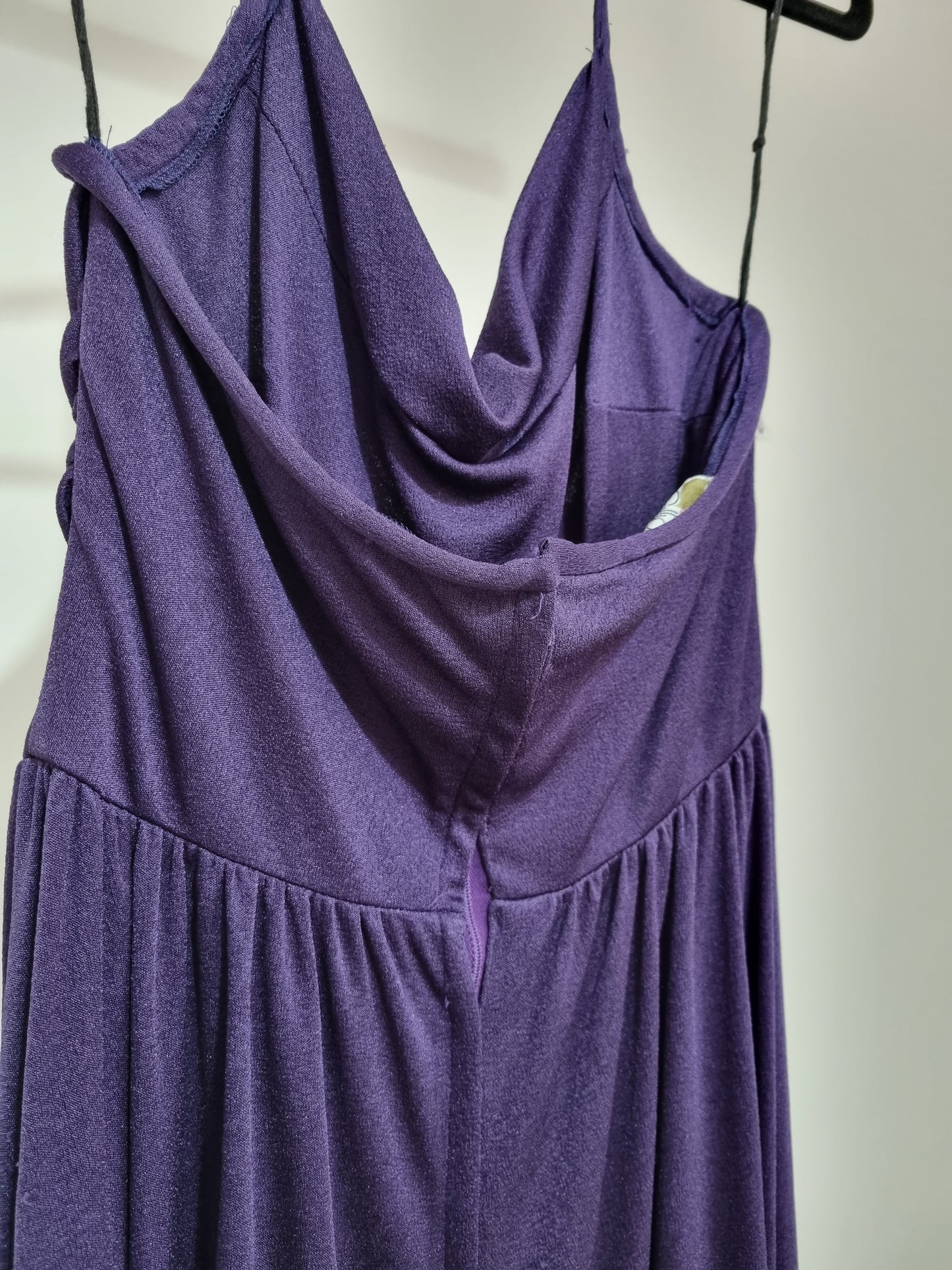 Gillian Paul Vintage Royal Purple Halter Cowl Neck Evening Dress UK 12 - Vintage Appreciation Society