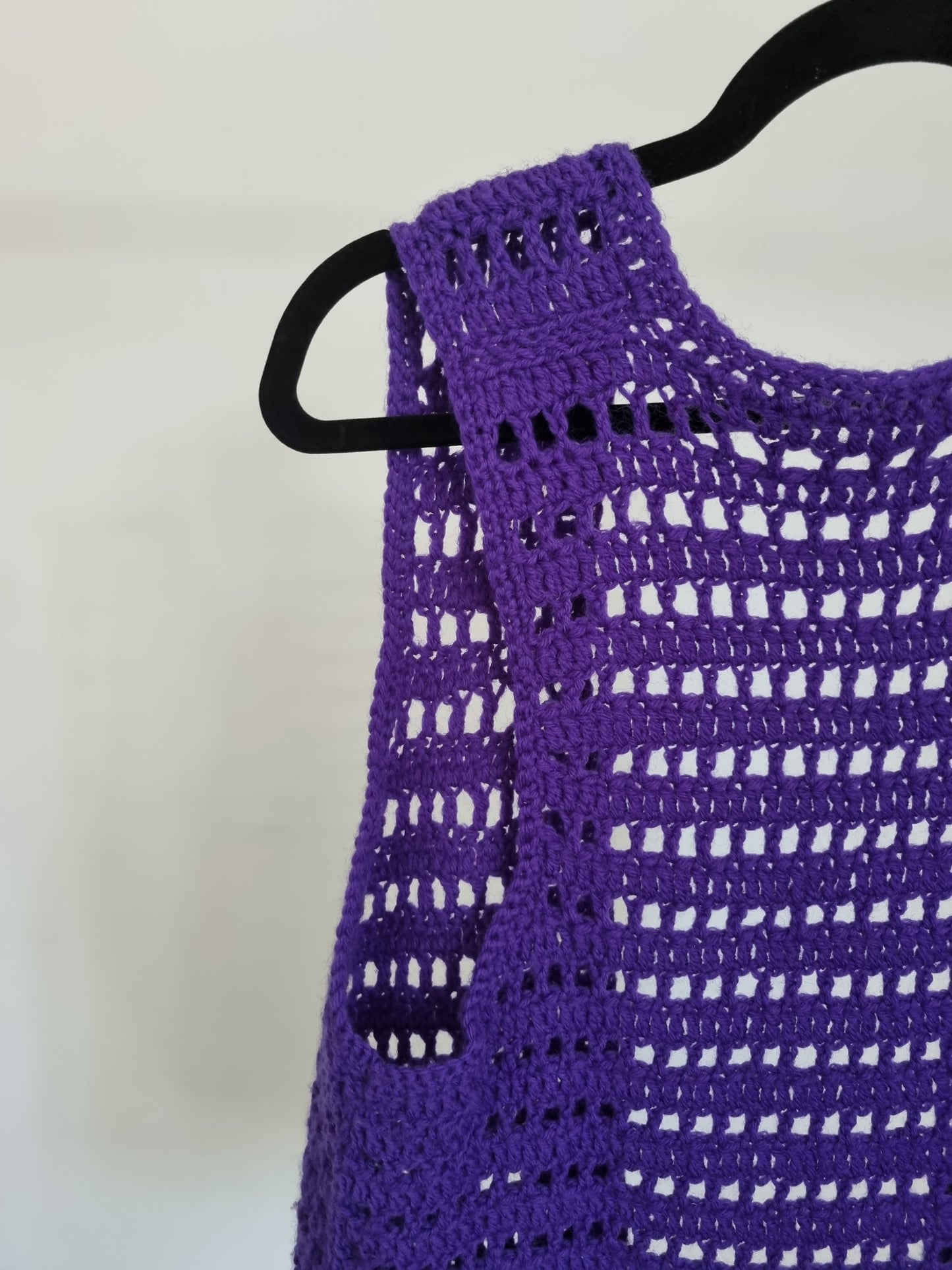 Handmade Vintage Dark Purple Crochet Waistcoat (LARGE) - Vintage Appreciation Society