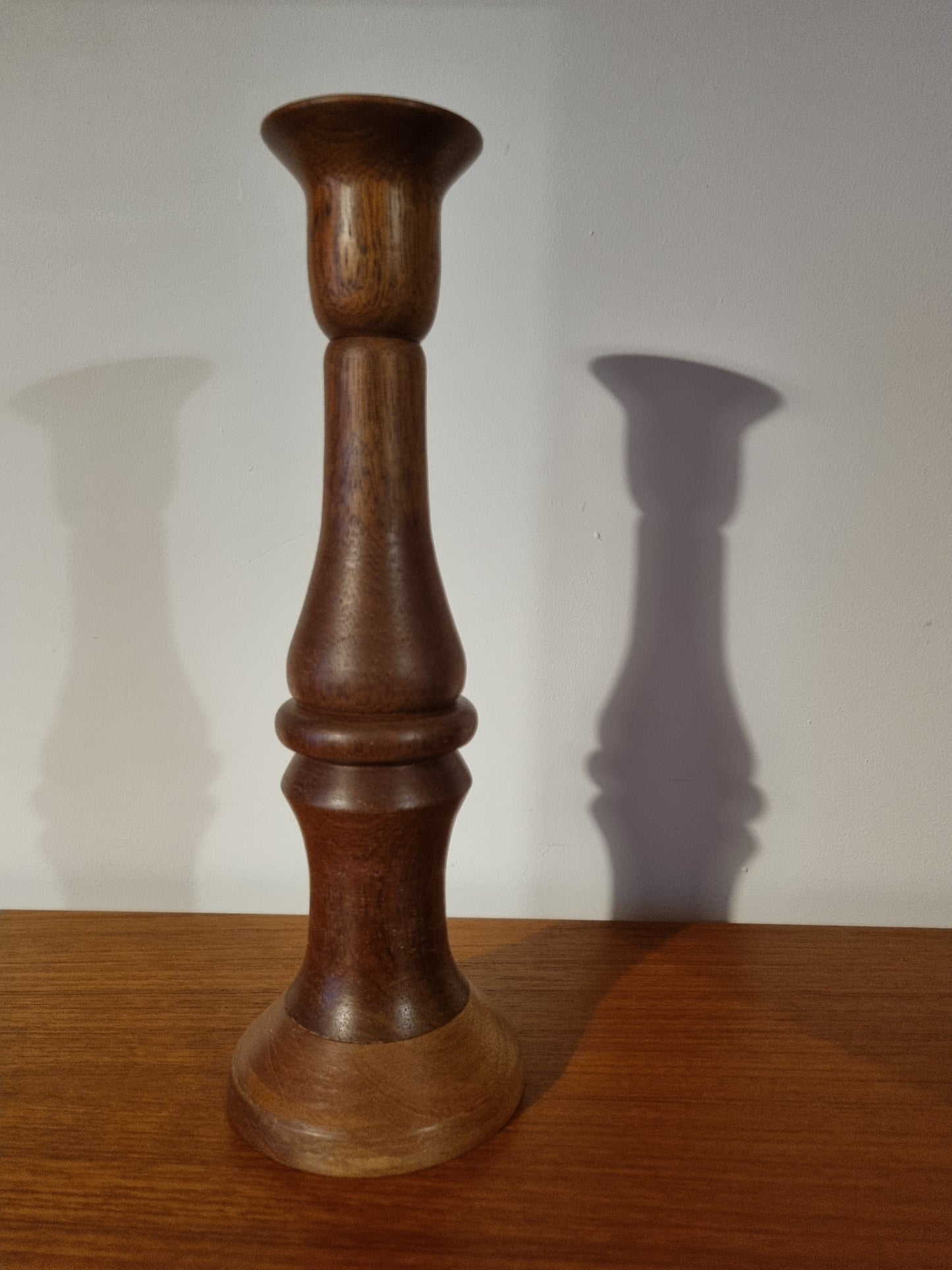 Candlestick Dark Brown Handmade Vintage Viking Turned Wood