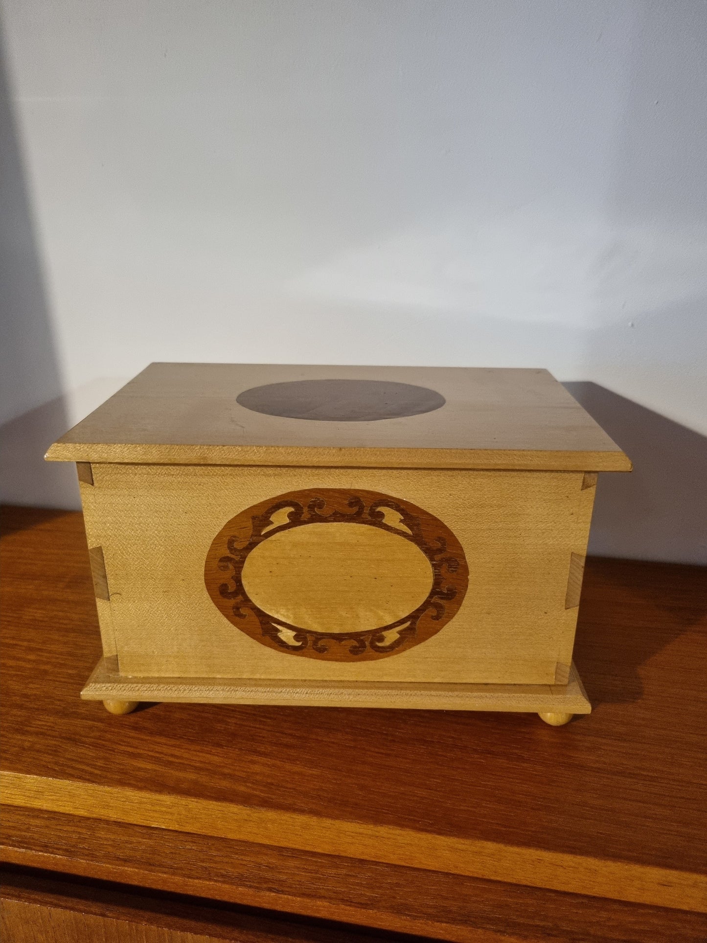 Jewellery Box Wooden Cherry Inlay Three Tone Vintage Jorvik Craft