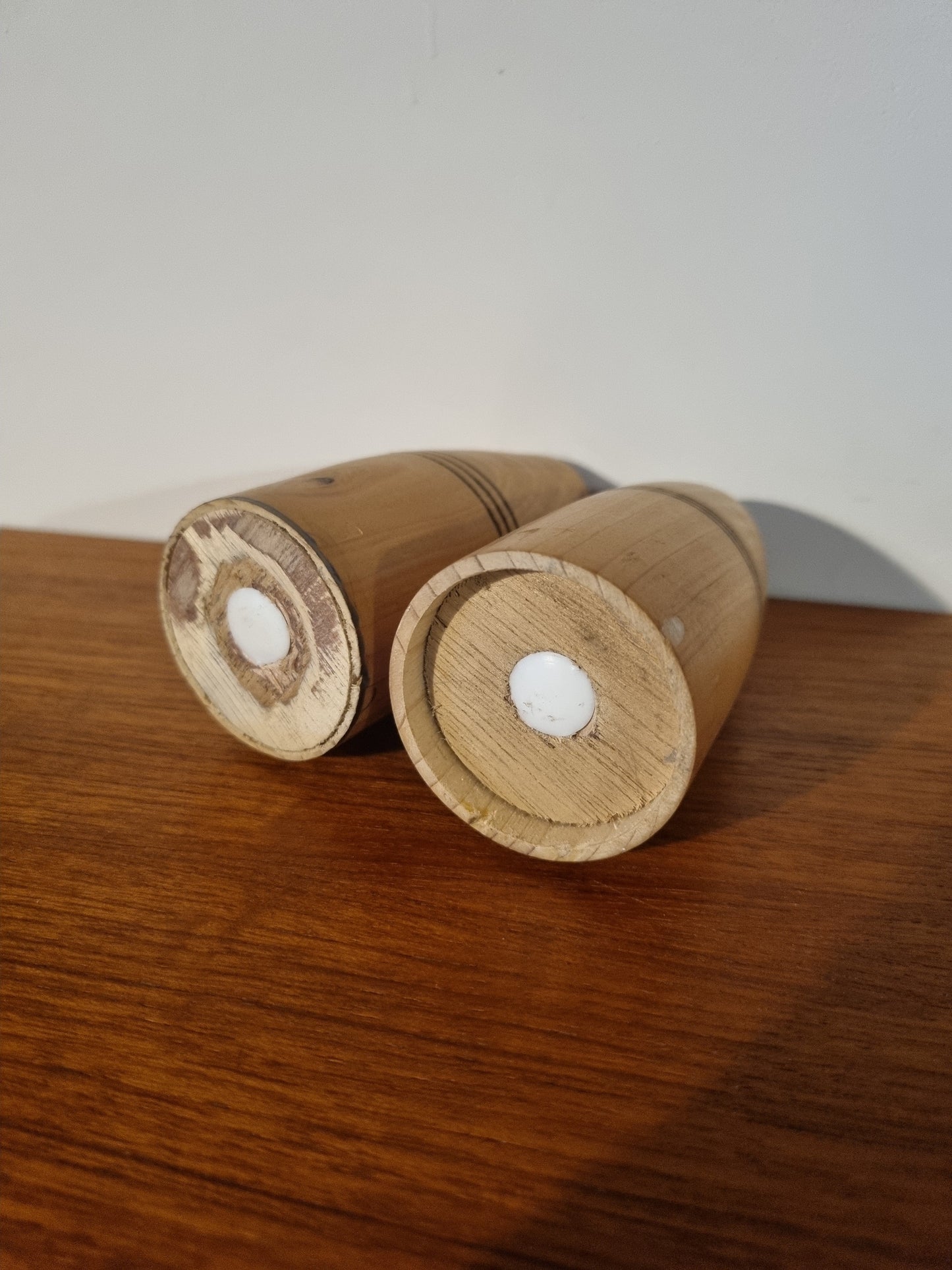 Salt and Pepper Set Vintage Handmade Jorvik York Viking Wood