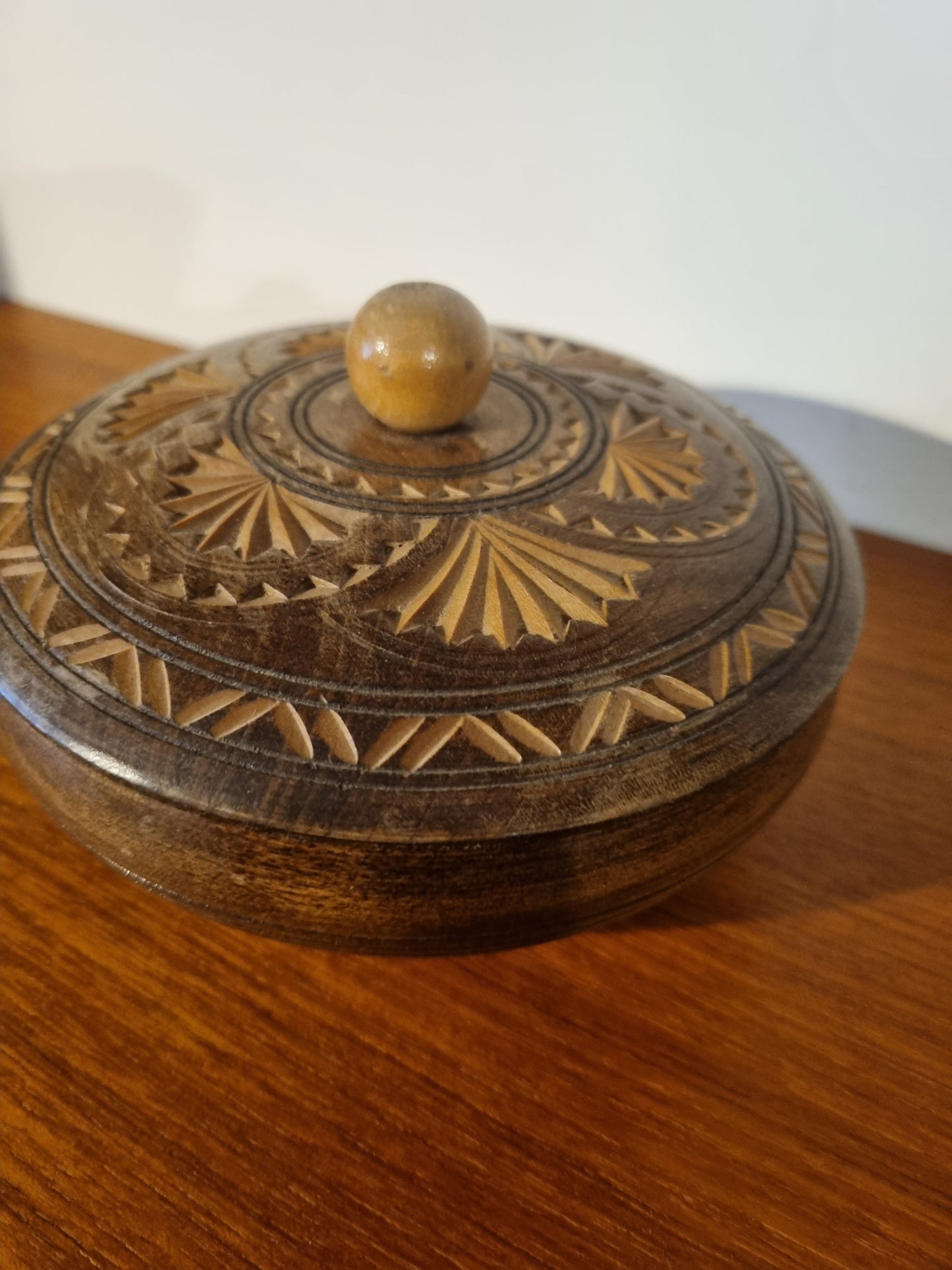 Lidded Trinket Pot Handmade Hand Carved Vintage Jorvik Wood