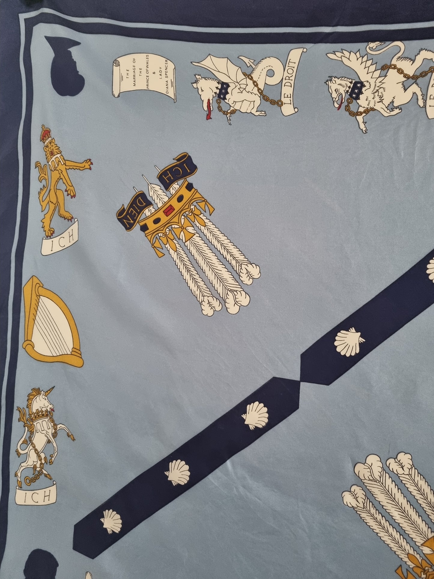 Vintage Silk Diana and Charles Commemorative Scarf 75cmx75cm