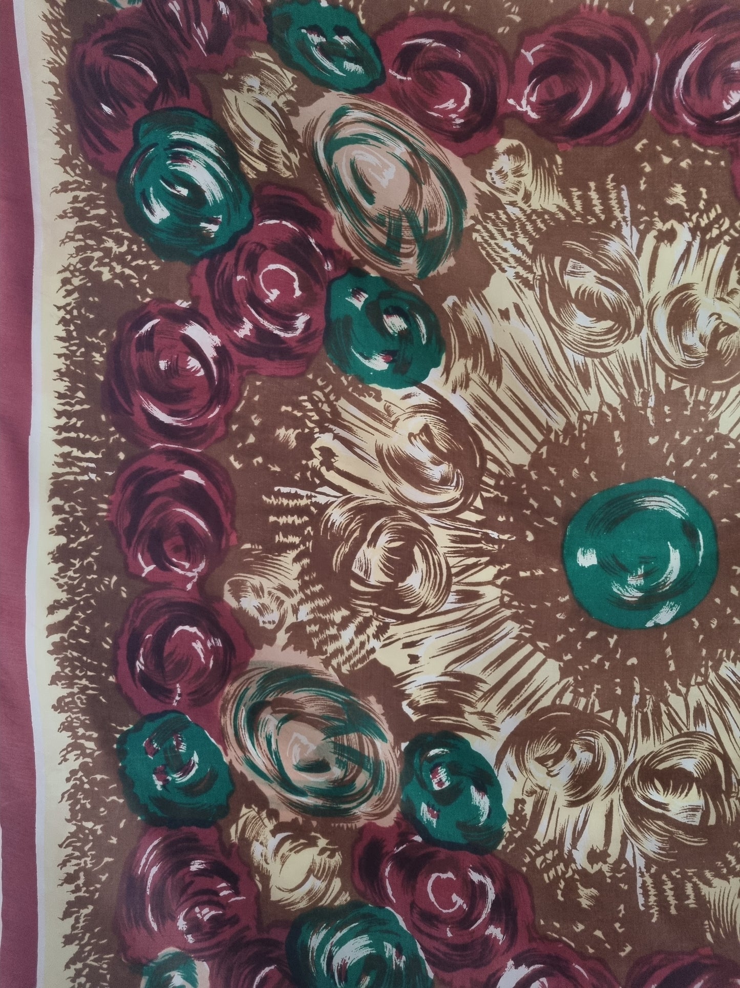 Vintage Floral 1950s Rayon Water Repellant 70cmx65cm Scarf