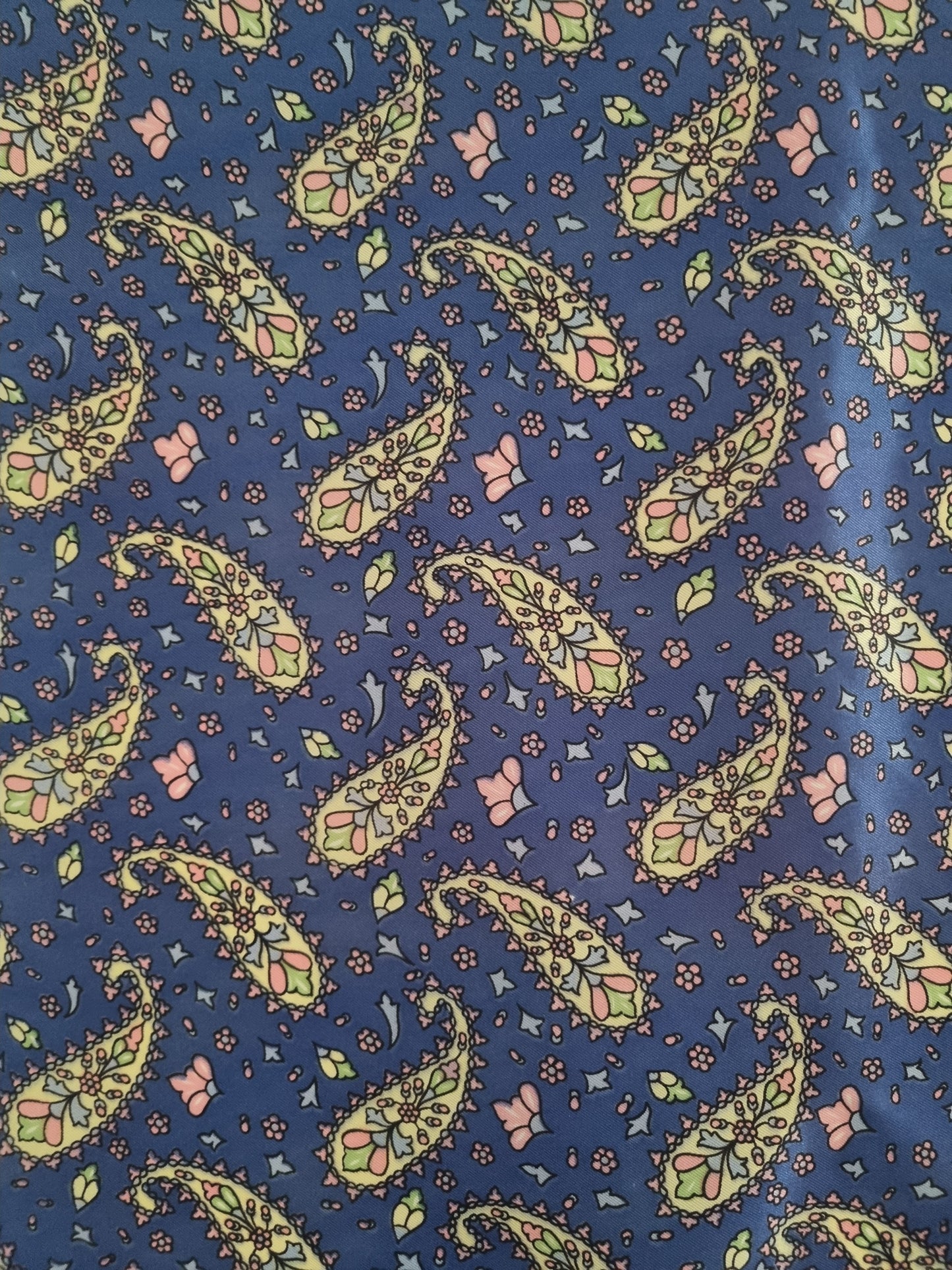 Vintage Blue Paisley 1960s Scarf Polyester 68cmx68cm