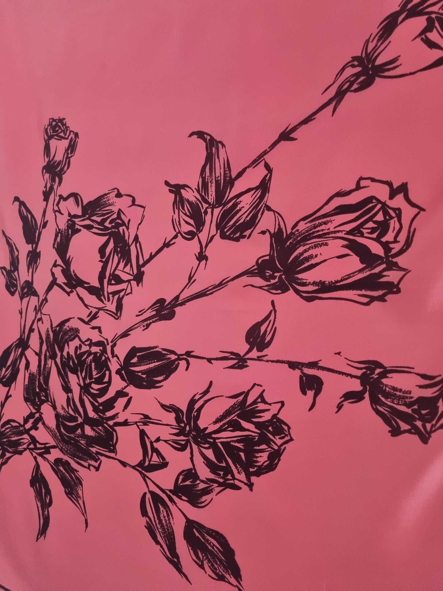 Vintage Pink Roses Bush Floral Rayon Scarf 65cmx65cm