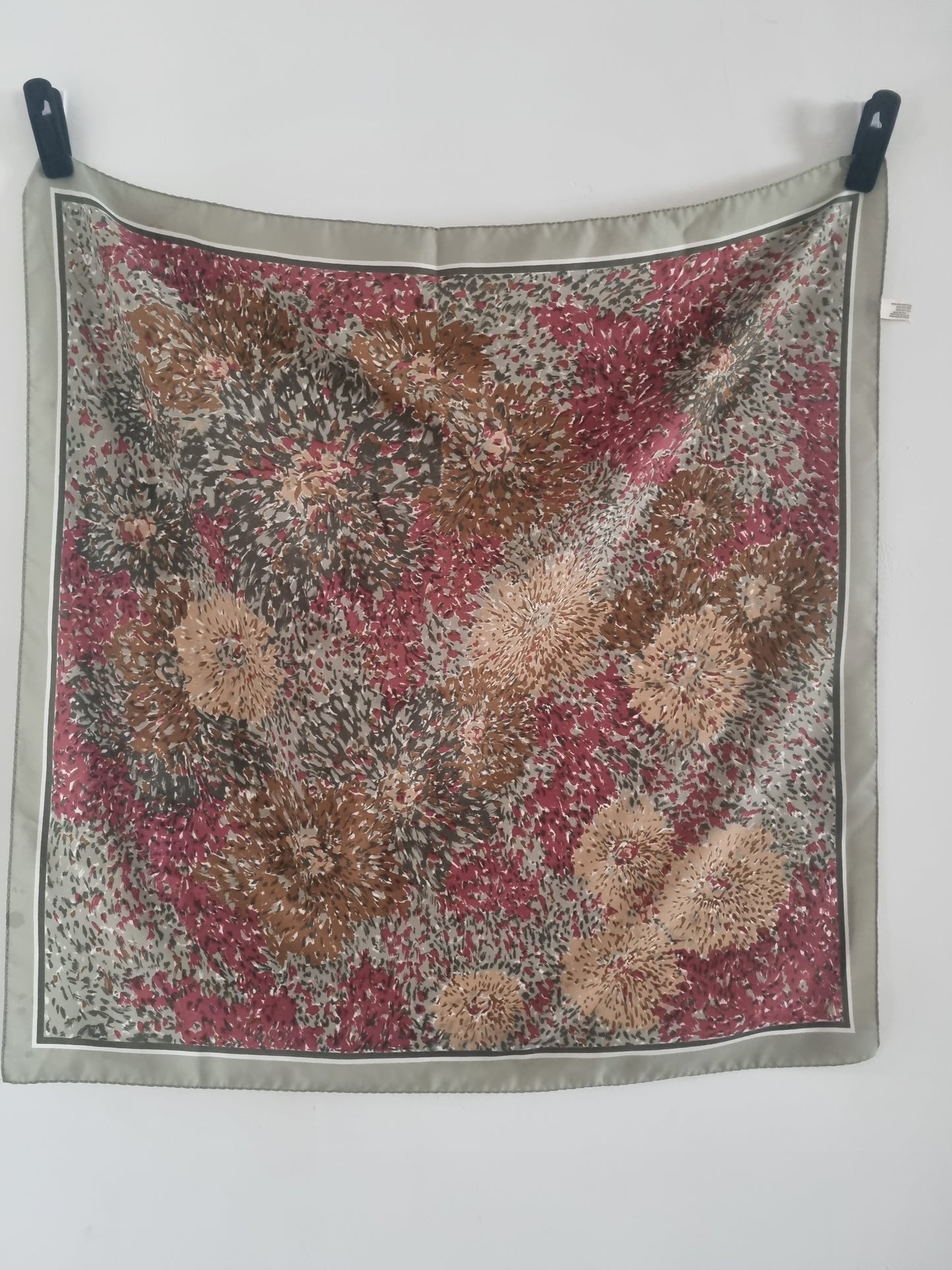Vintage Floral Italian Polyester 73cmx73cm Scarf