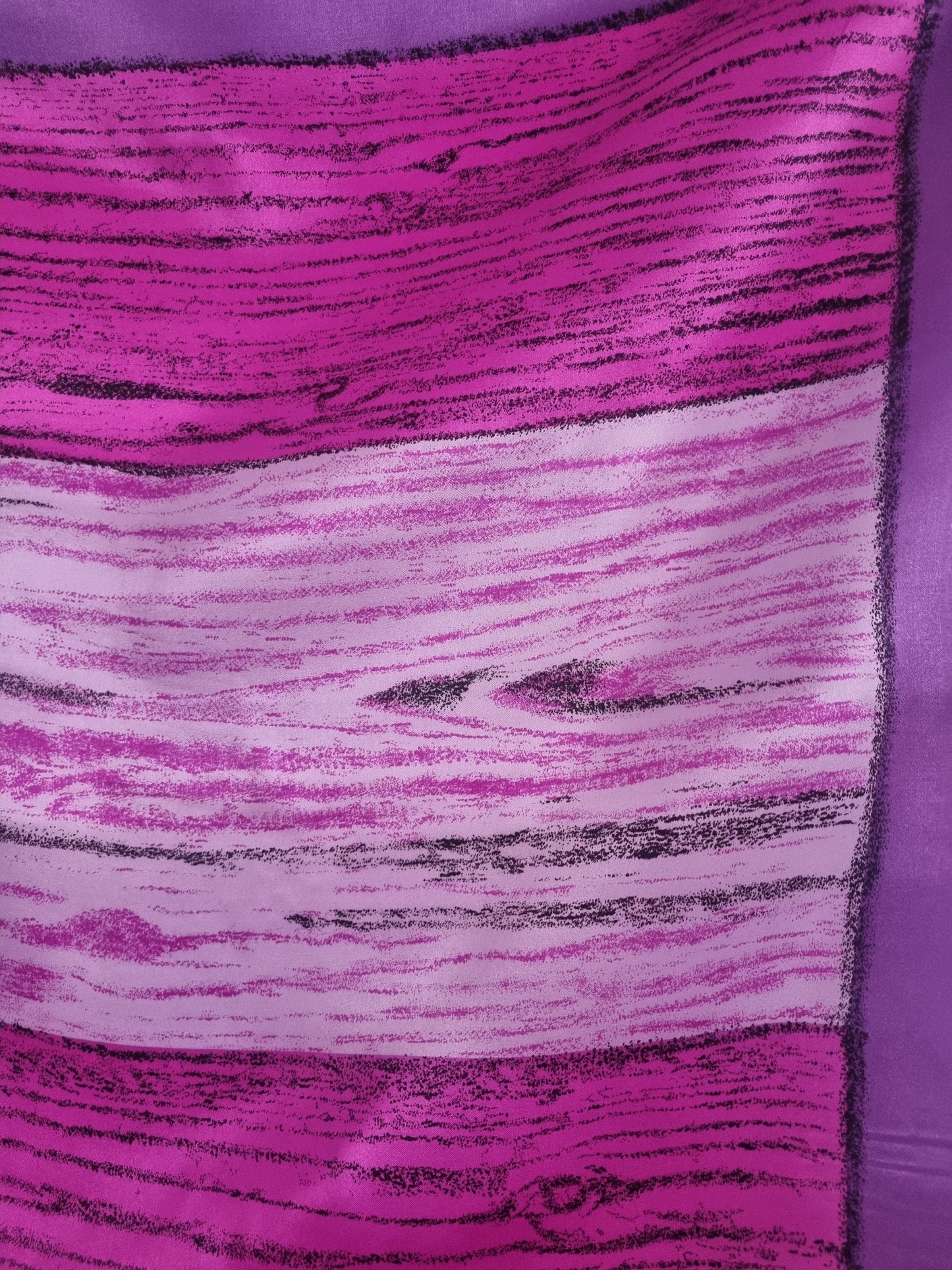Vintage Phylis Dorcas Scarf 1980s Purple Wooden Effect Acetate Satin 67cmx67cm