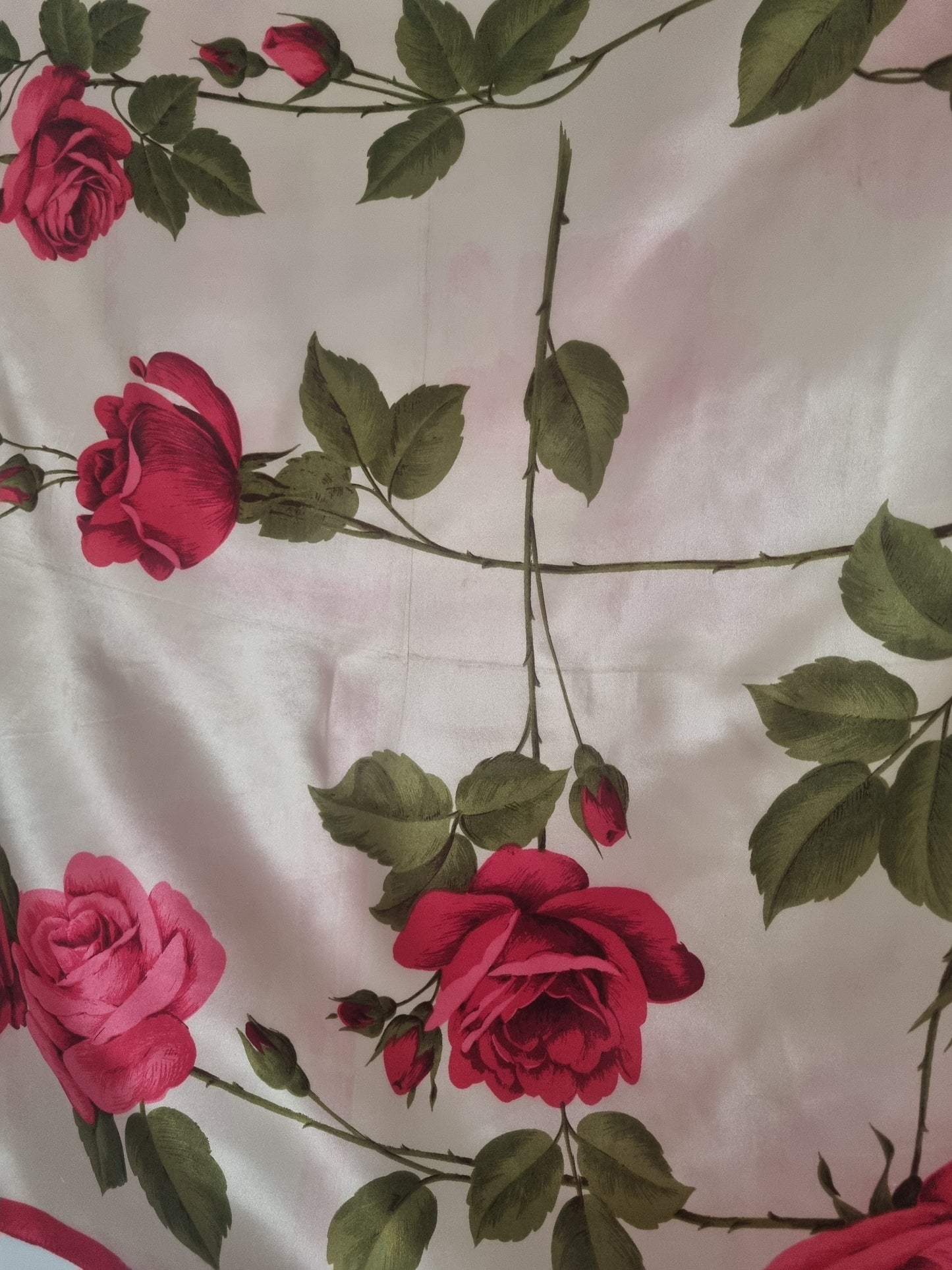 Vintage St Michael Rose Print Satin Foulard Scarf Italian 68cmx68cm