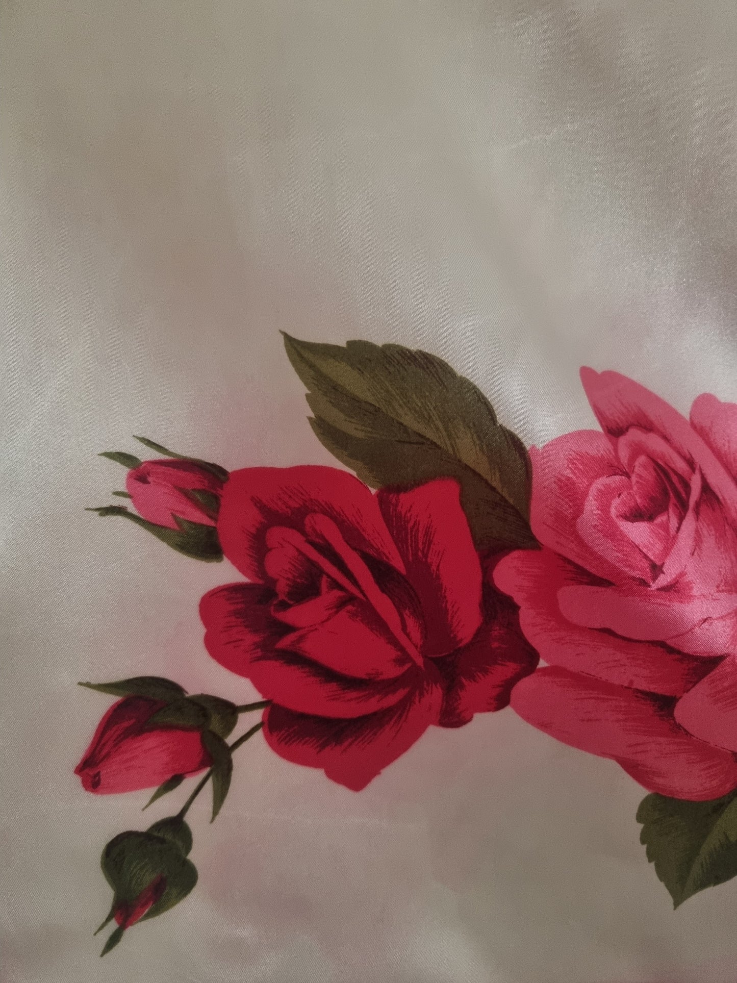 Vintage St Michael Rose Print Satin Foulard Scarf Italian 68cmx68cm