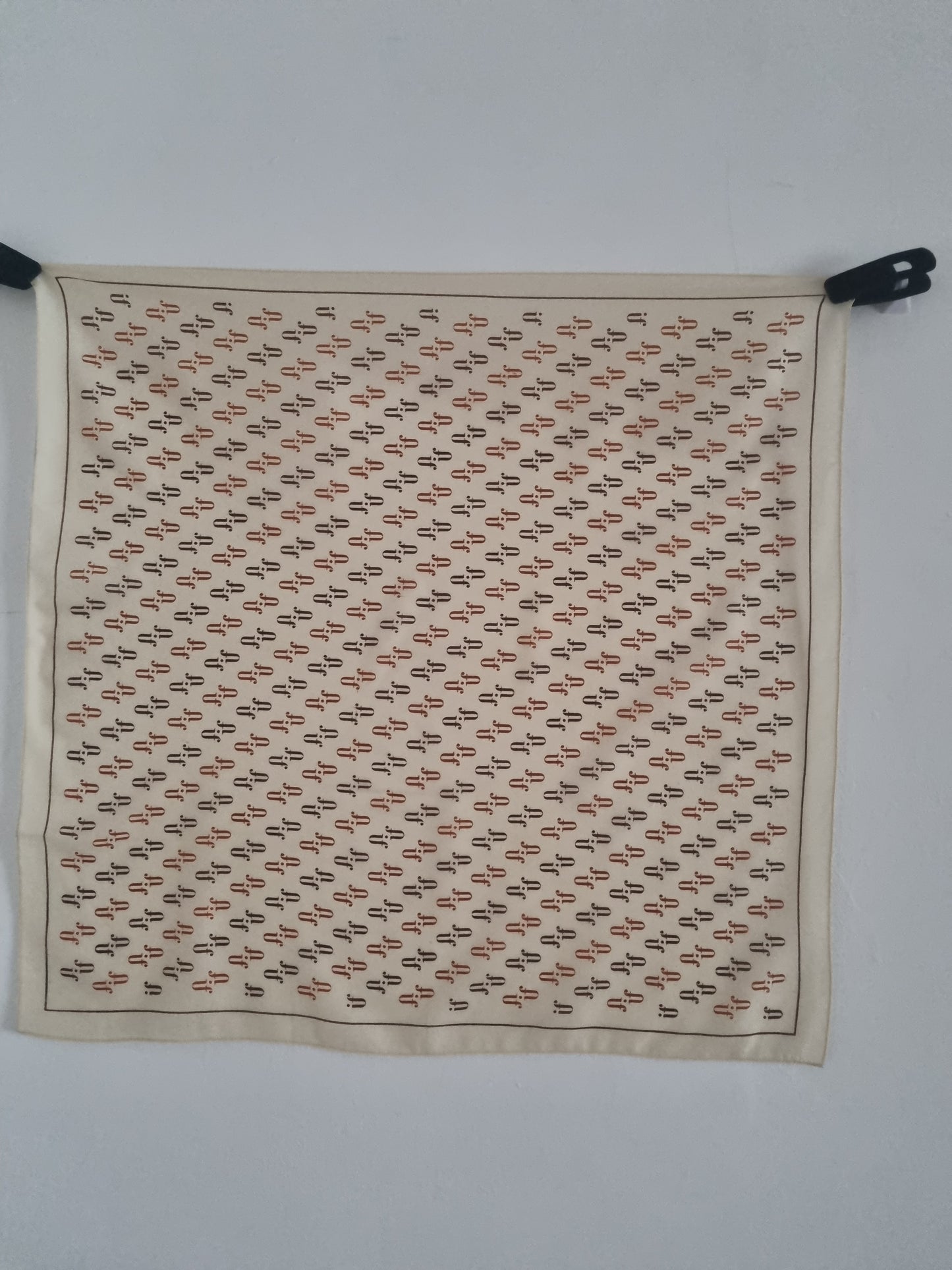 Vintage Cream Graphic Square Small Scarf Polyester 56x56cm