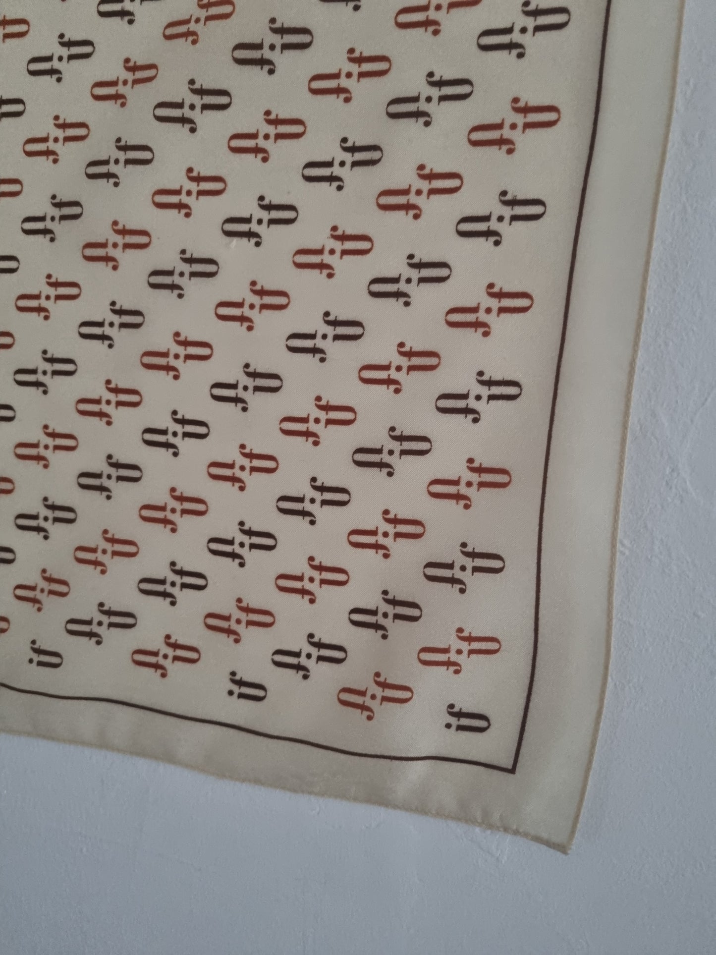 Vintage Cream Graphic Square Small Scarf Polyester 56x56cm