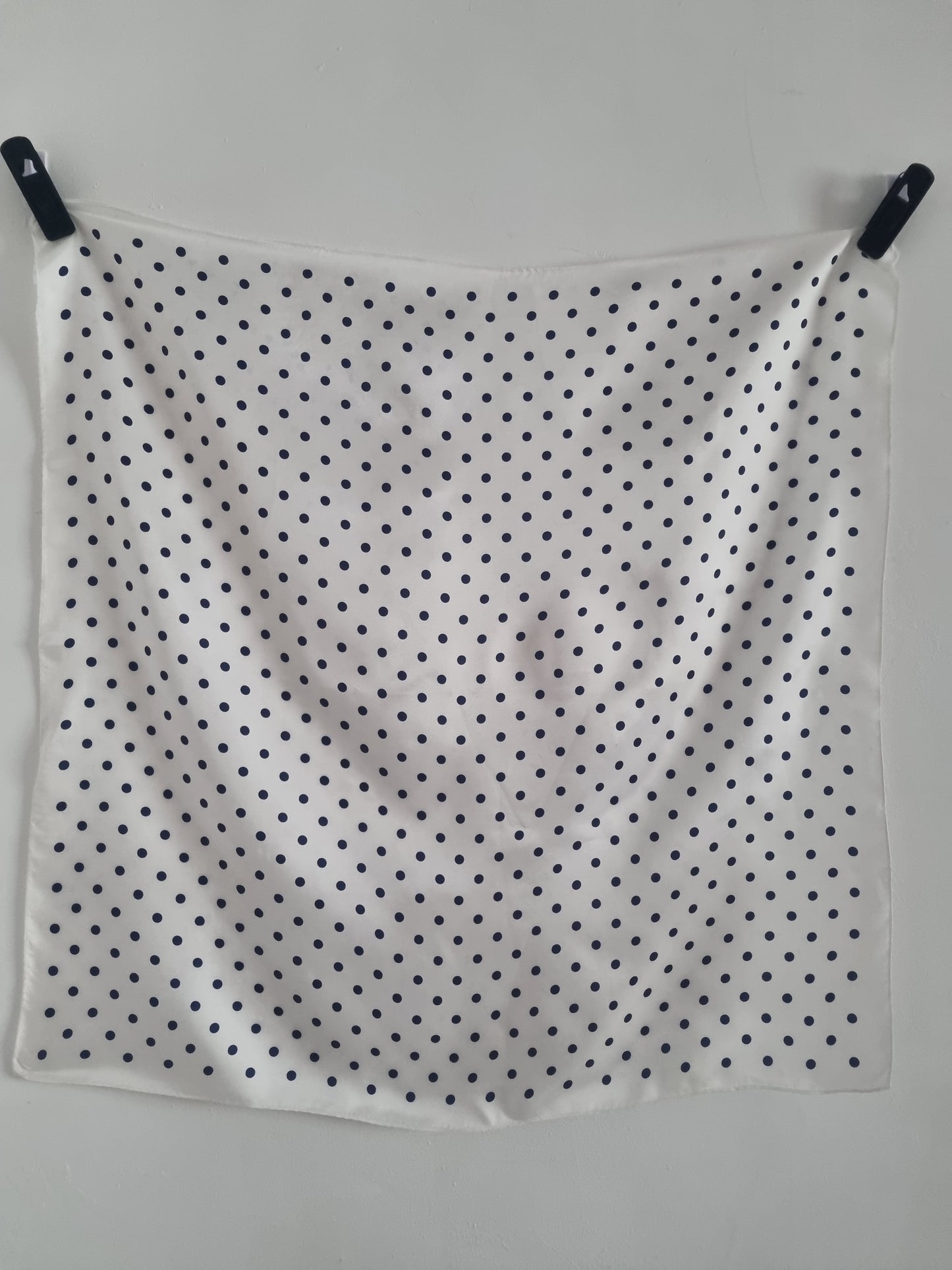 Vintage Navy Polkadot Spotty Polymix Scarf 67cmx67cm
