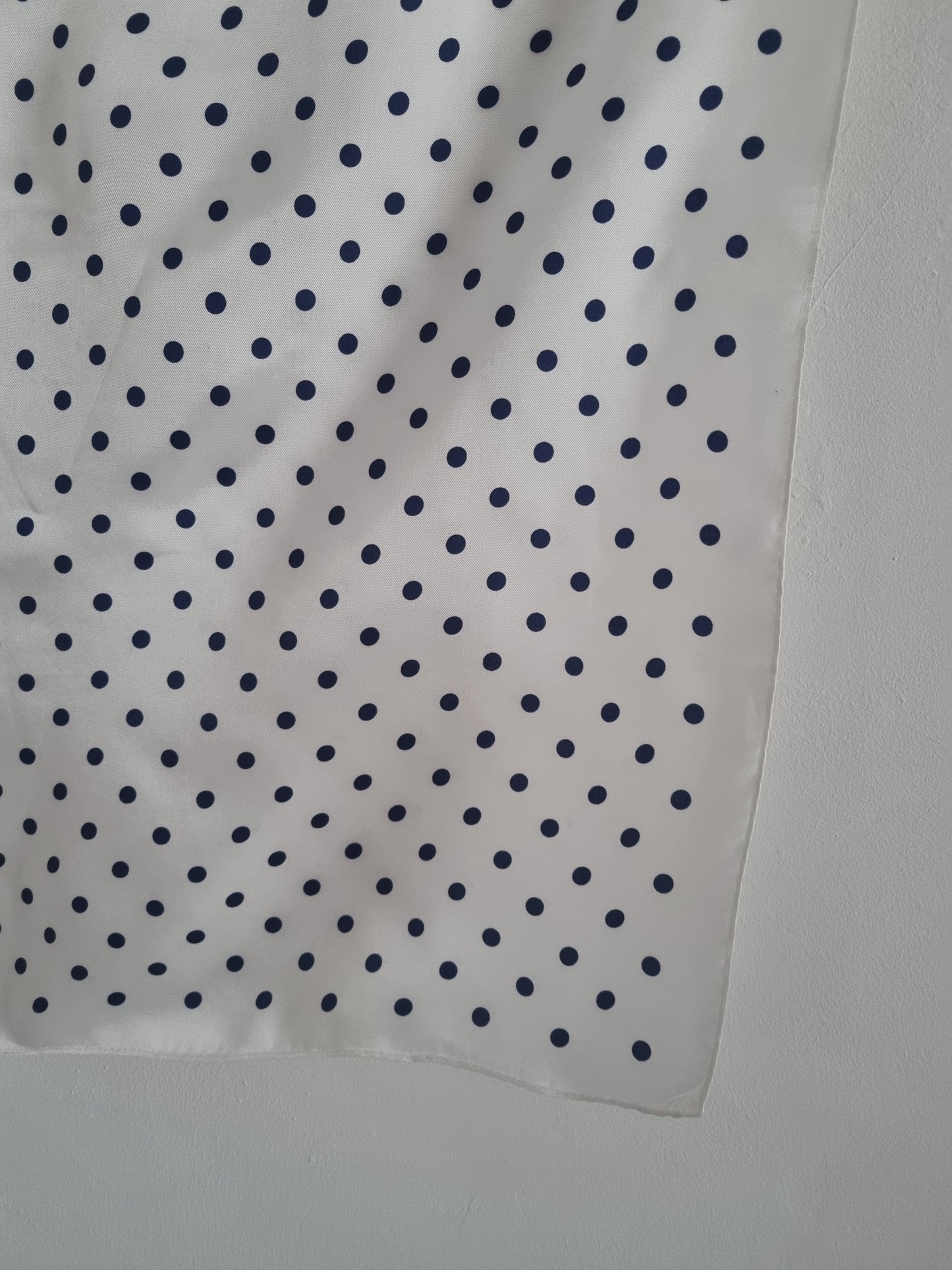 Vintage Navy Polkadot Spotty Polymix Scarf 67cmx67cm