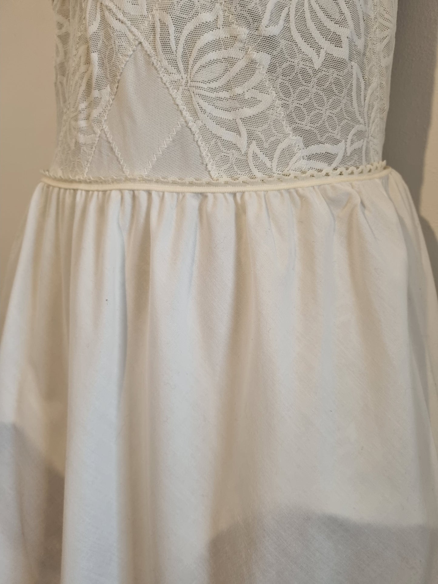 Vintage Broderie Anglaise Half Slip Skirt White with Elastic Waist