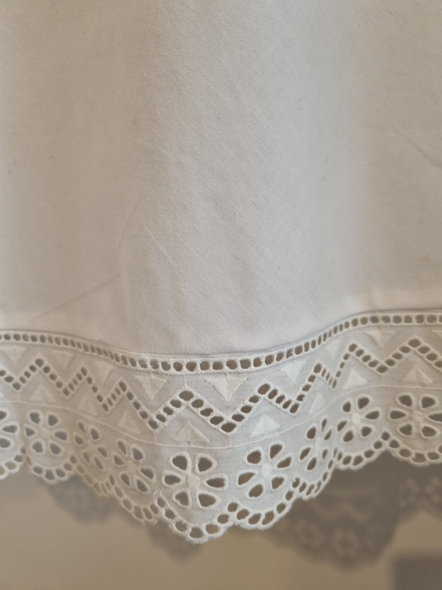 Vintage Broderie Anglaise Half Slip Skirt White with Elastic Waist
