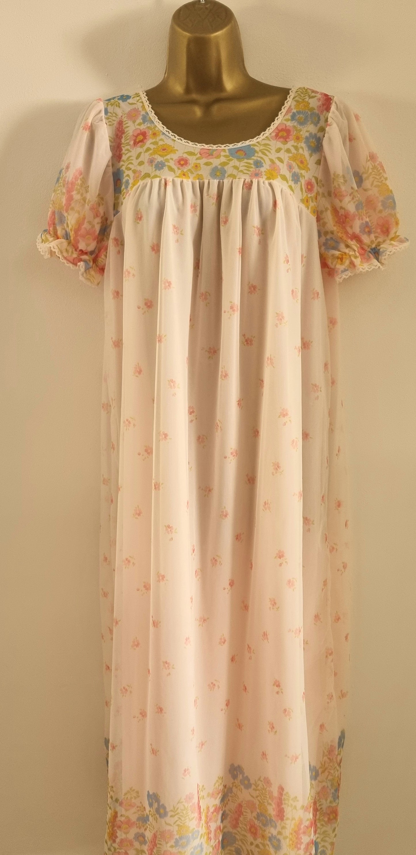 Vintage Lingerie Sleepwear St Michael 1960s Night Dress UK10 12 - Vintage Appreciation Society