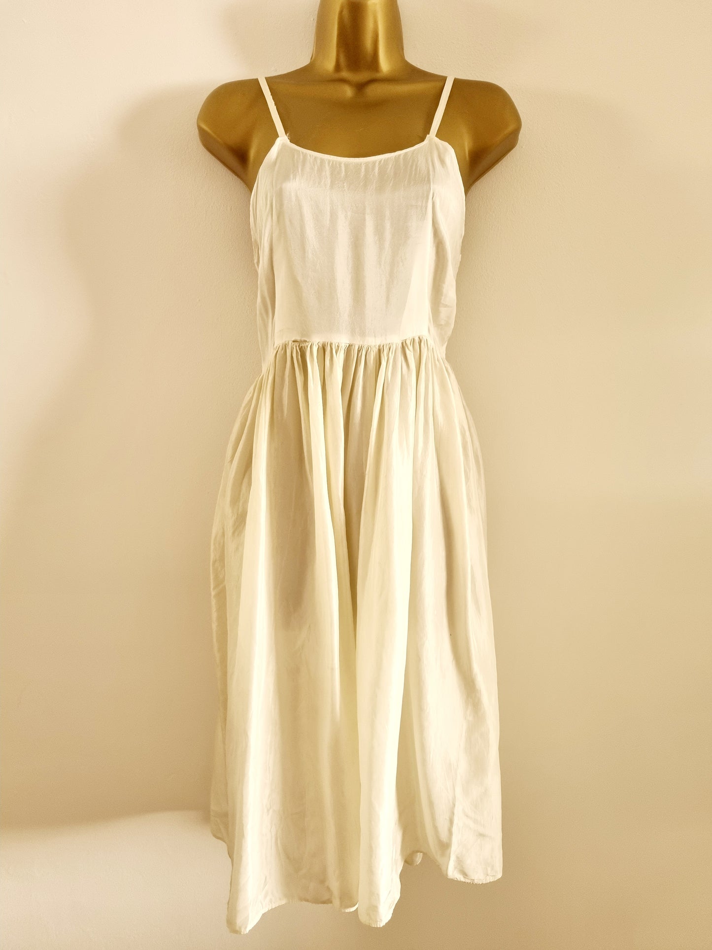 Handmade 1950s White Simple Vintage Slip Dress UK10 Lingerie Chemise - Vintage Appreciation Society