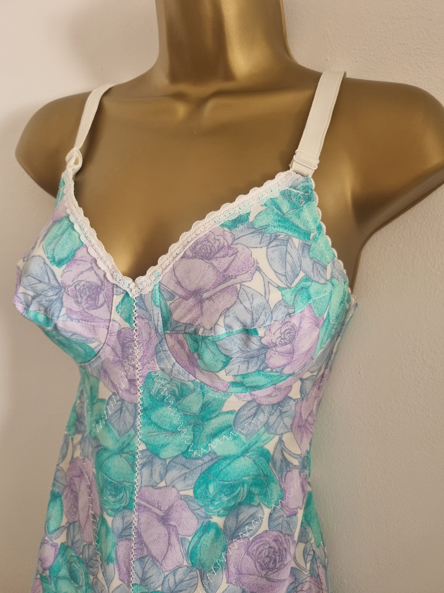 Turquoise Floral Bodysuit UK812 for Vintage Style Elegance - Vintage Appreciation Society