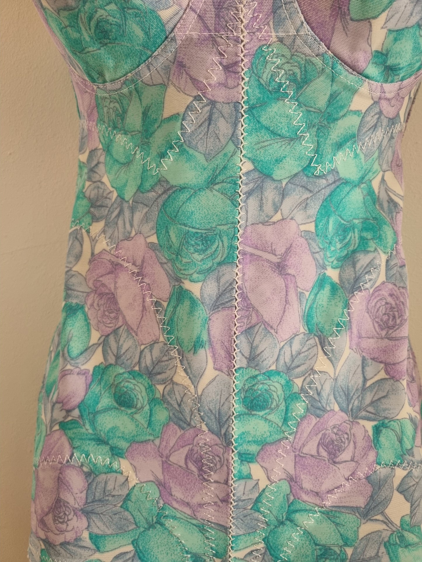 Turquoise Floral Bodysuit UK812 for Vintage Style Elegance - Vintage Appreciation Society