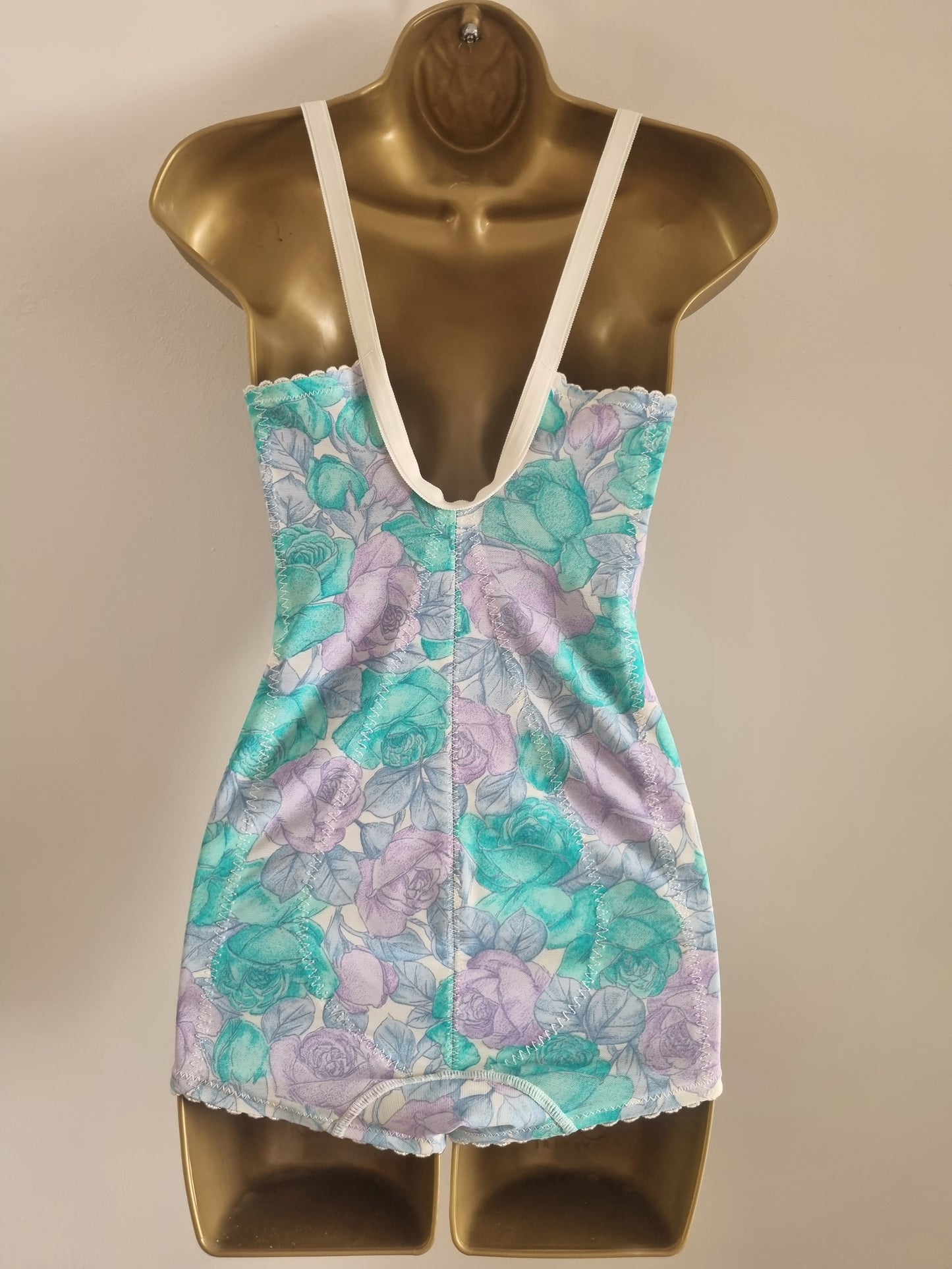 Turquoise Floral Bodysuit UK812 for Vintage Style Elegance - Vintage Appreciation Society