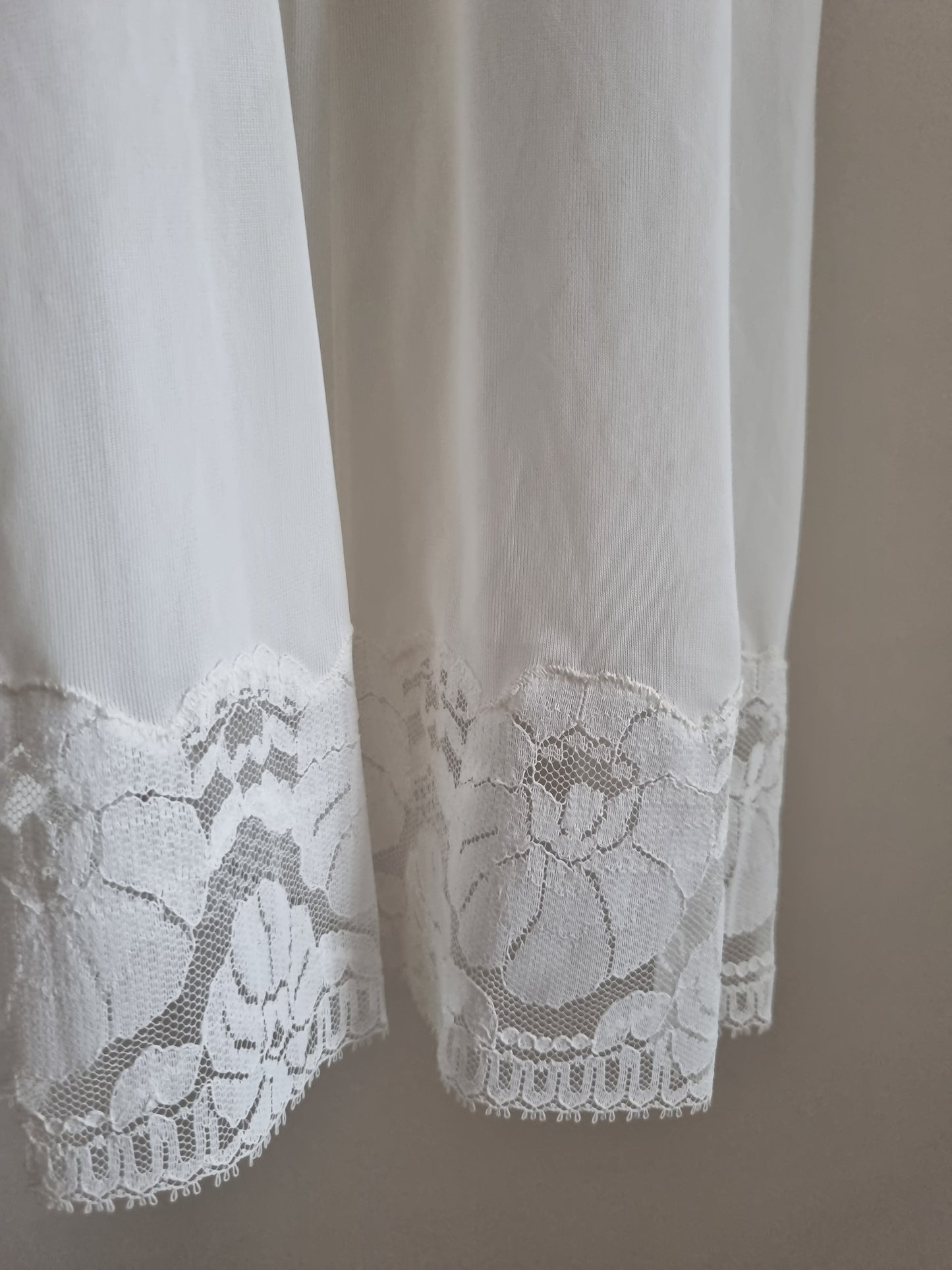 Vintage Hefferich White Midi Lace Bust Slip Dress Elegance