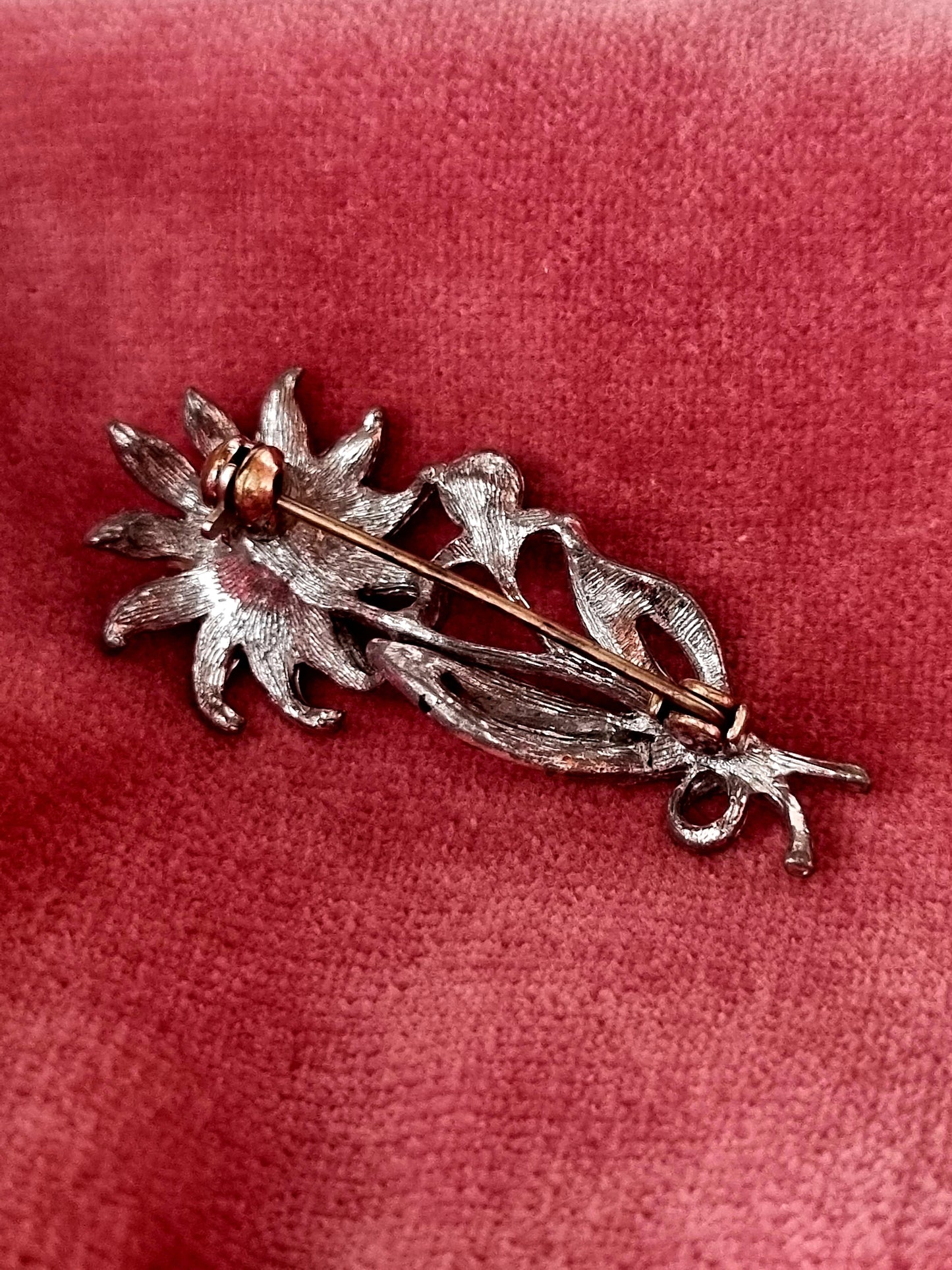 Vintage Brooch 835 Silver and Marcasite Flower Faux Pearl Floral