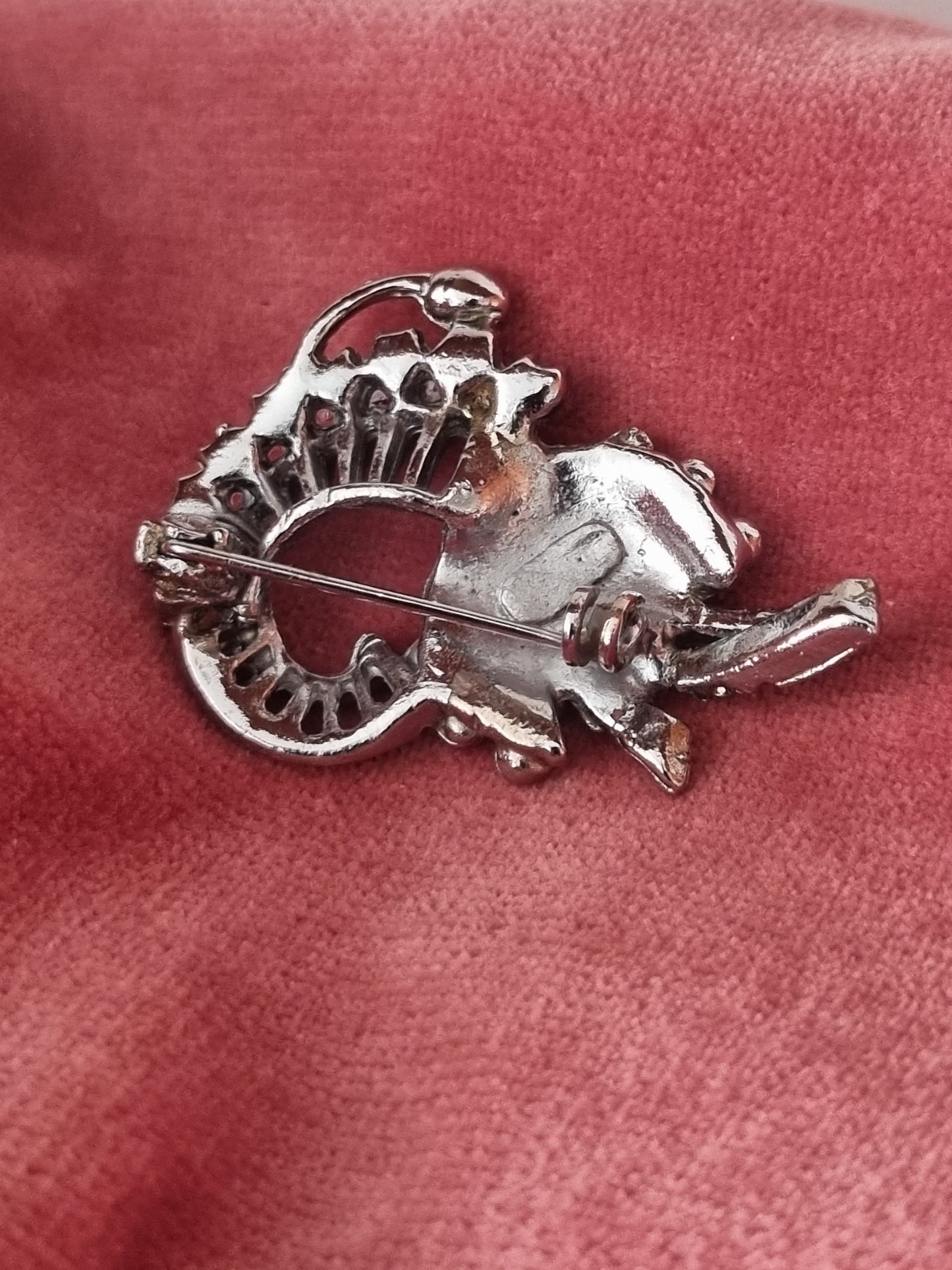 Vintage Brooch Costume Jewellery Marcasite 1950s Swirl