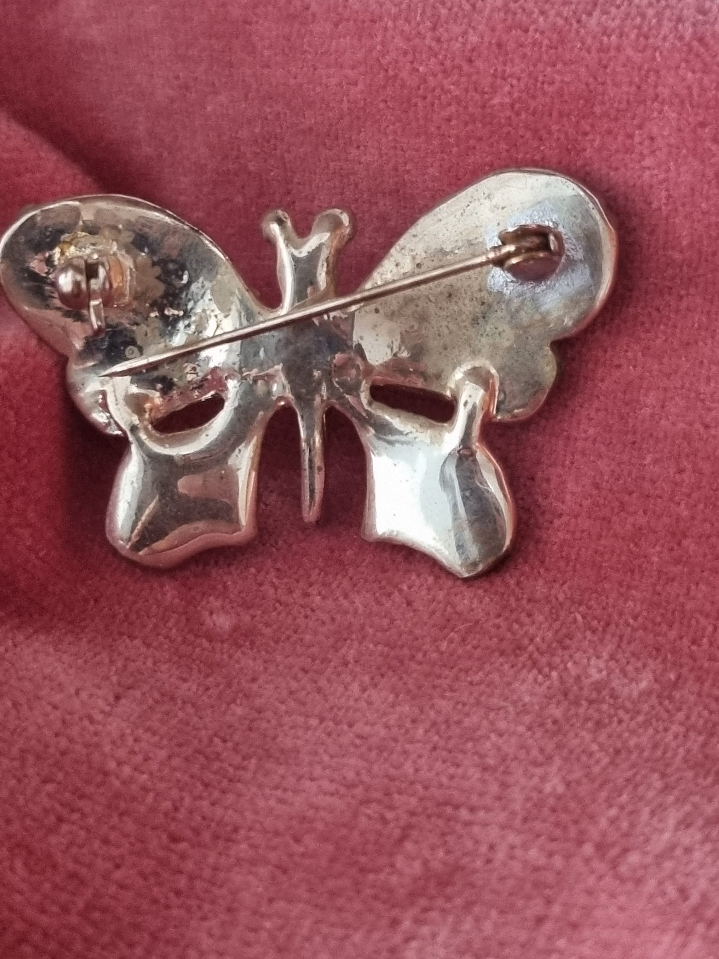 Vintage Brooch Silver Tone Marcasite Butterfly