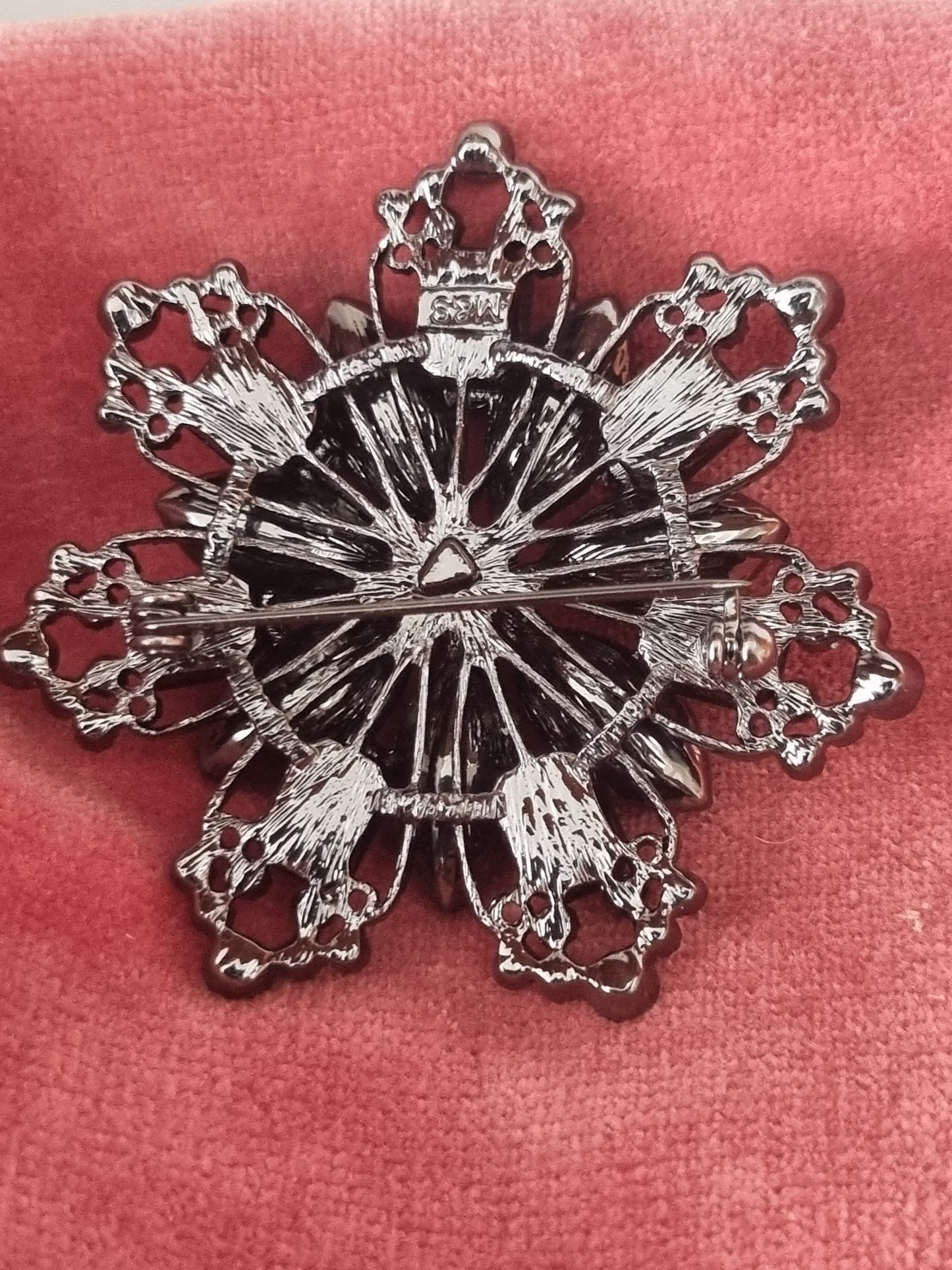 Vintage Brooch Large Floral Starburst 50s Brown Costume Jewellery