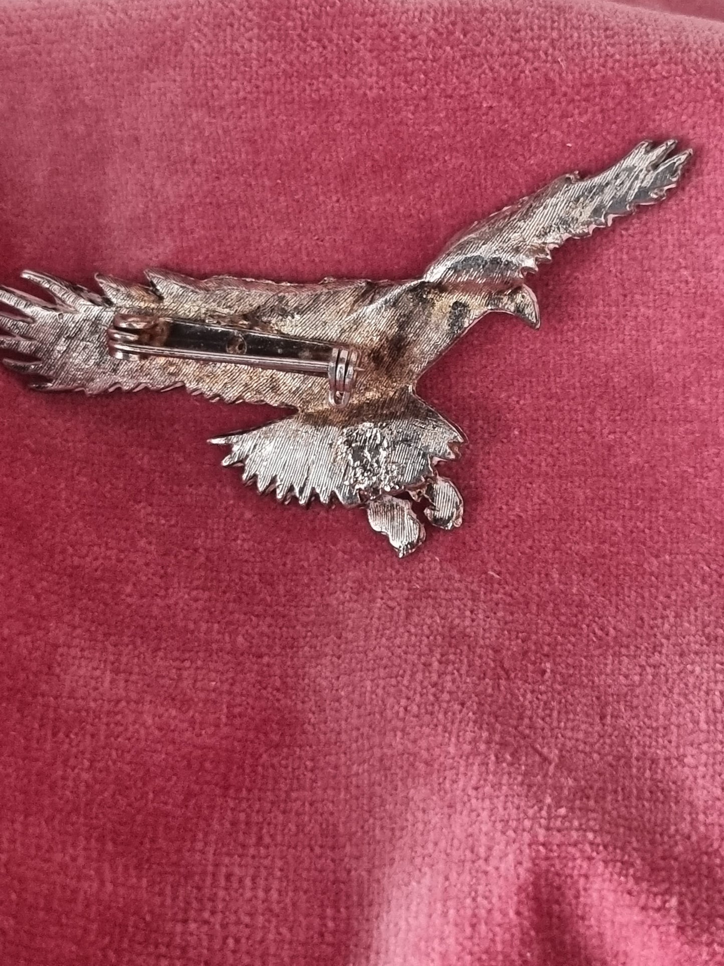 Vintage Brooch Marcasite Flying Eagle