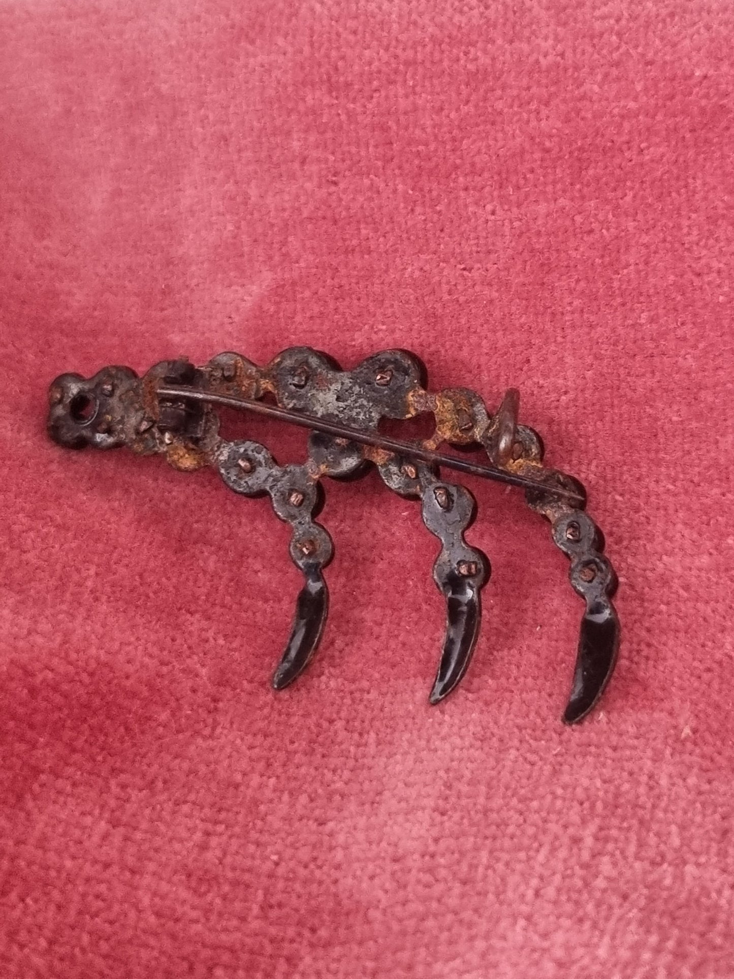 Vintage Brooch Handmade Black Mourning