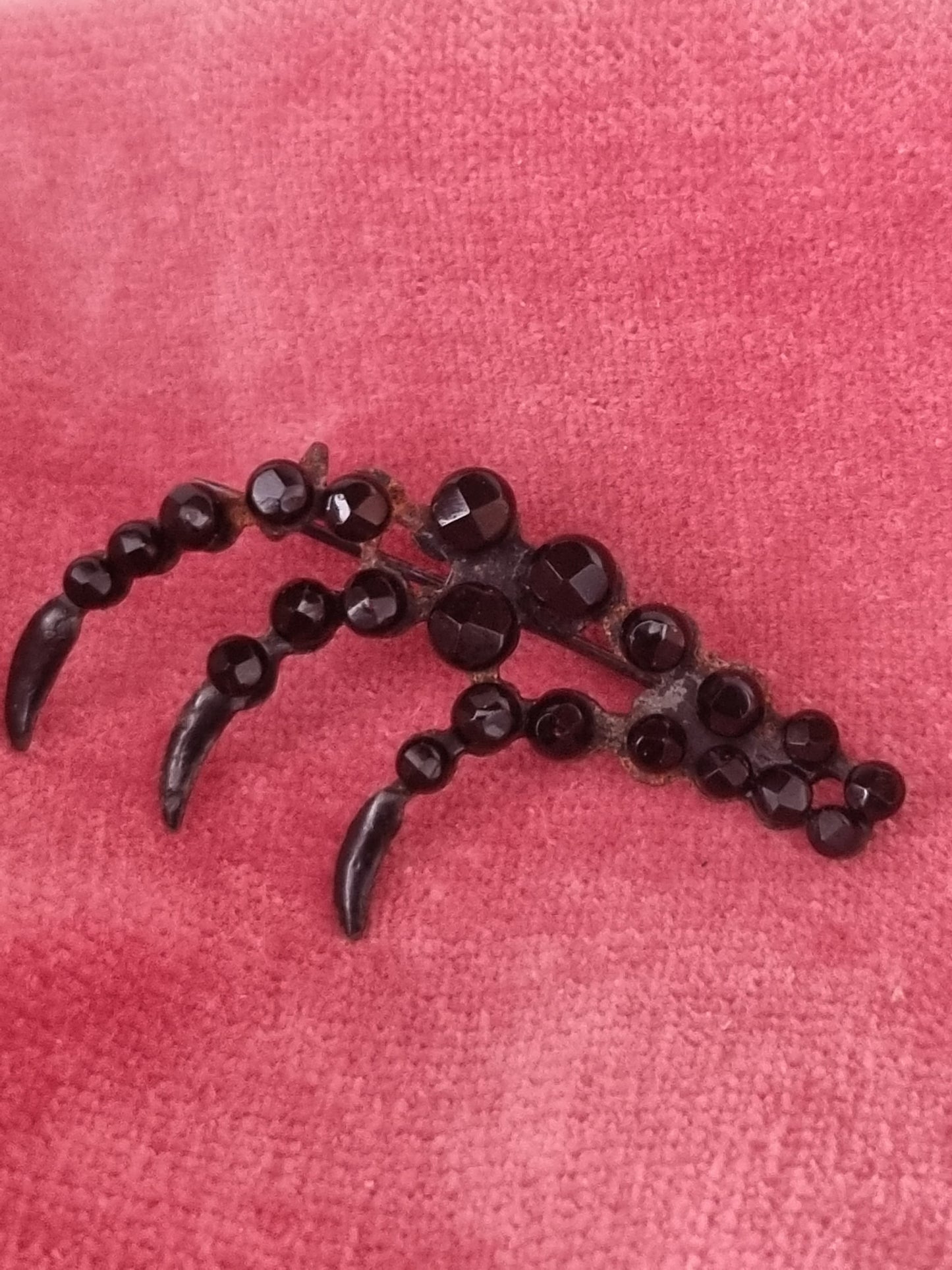 Vintage Brooch Handmade Black Mourning