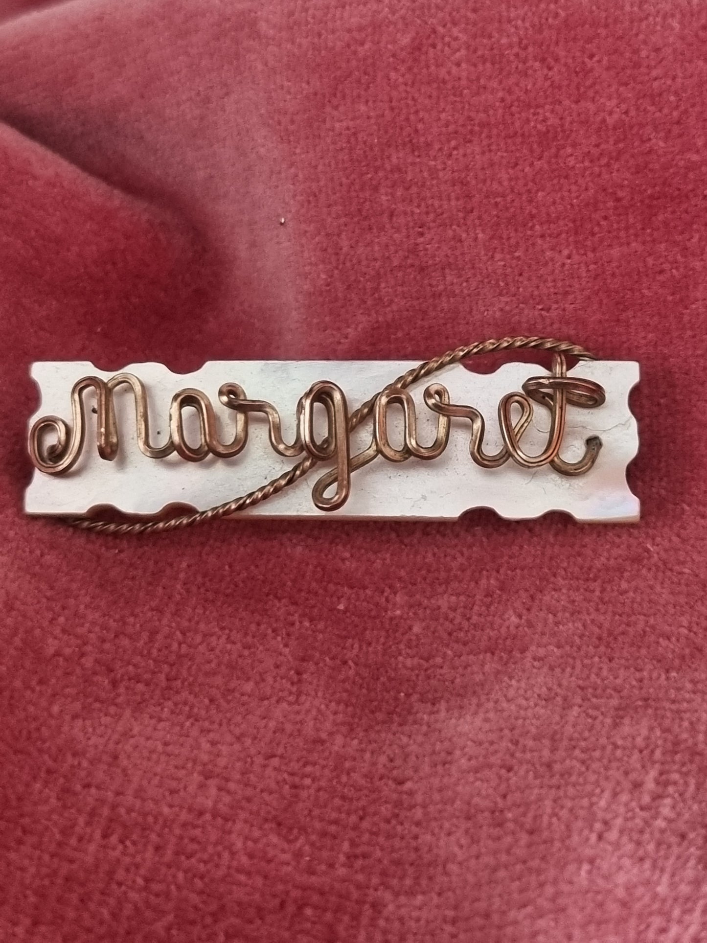 Vintage Brooch Margaret Name Gold Tone Imitation Shell