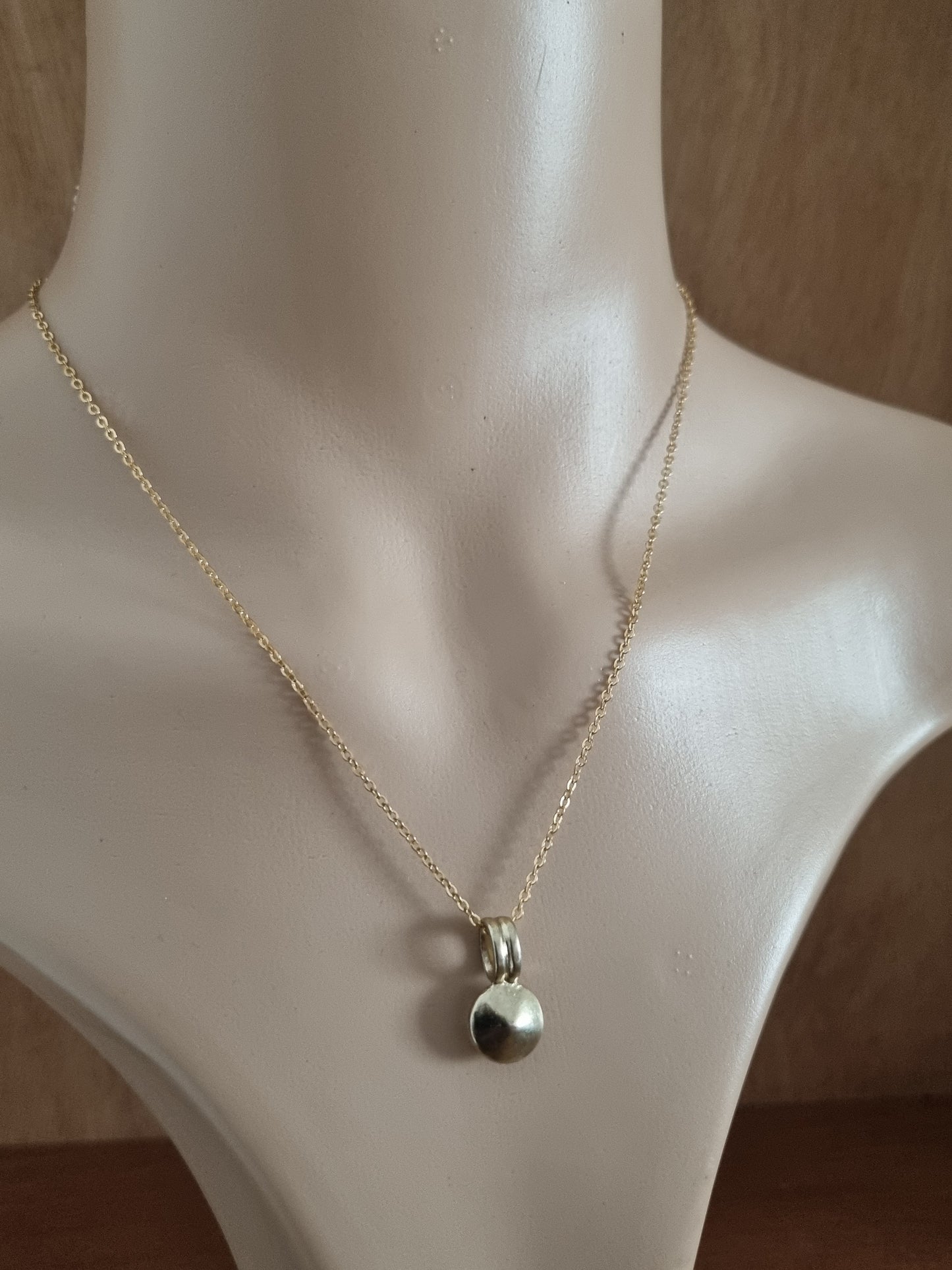 Vintage Necklace Costume Gold Tone Pendant Circle Cubic Zirconia and Chain