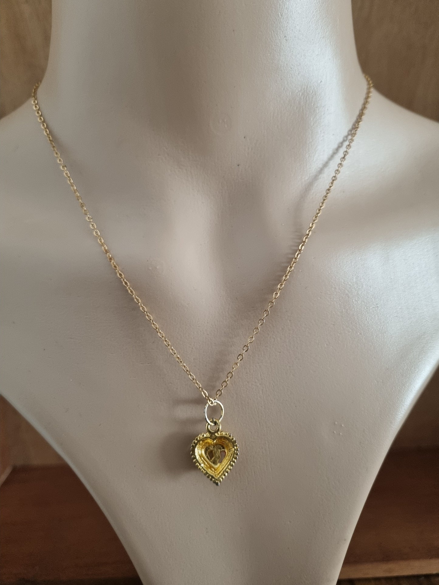 Vintage Necklace Ohme Symbol Enamel Gold Tone Pendant and Chain