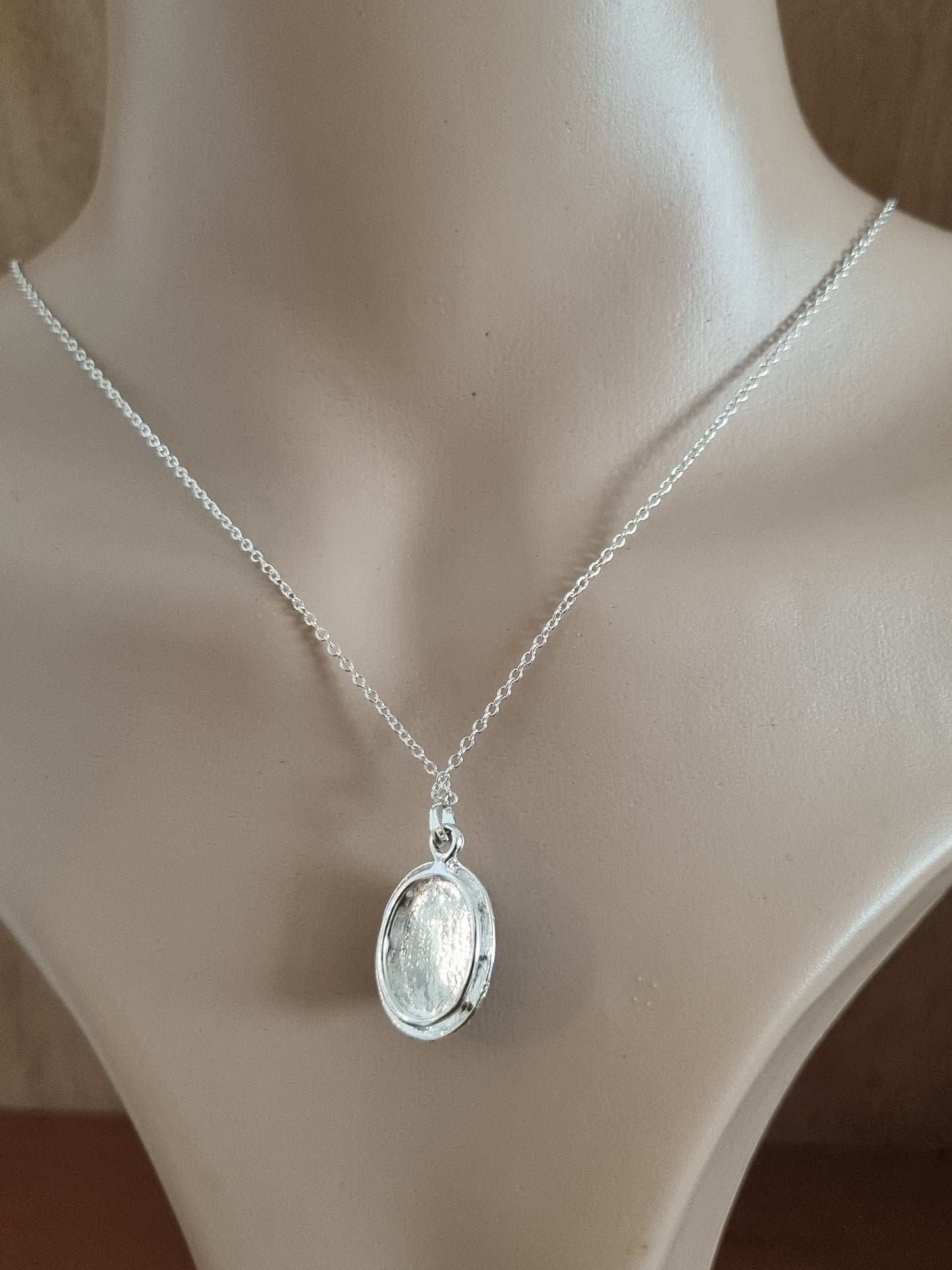 Vintage Necklace 925 Sterling Silver Chain, Costume Black Onyx Pendant