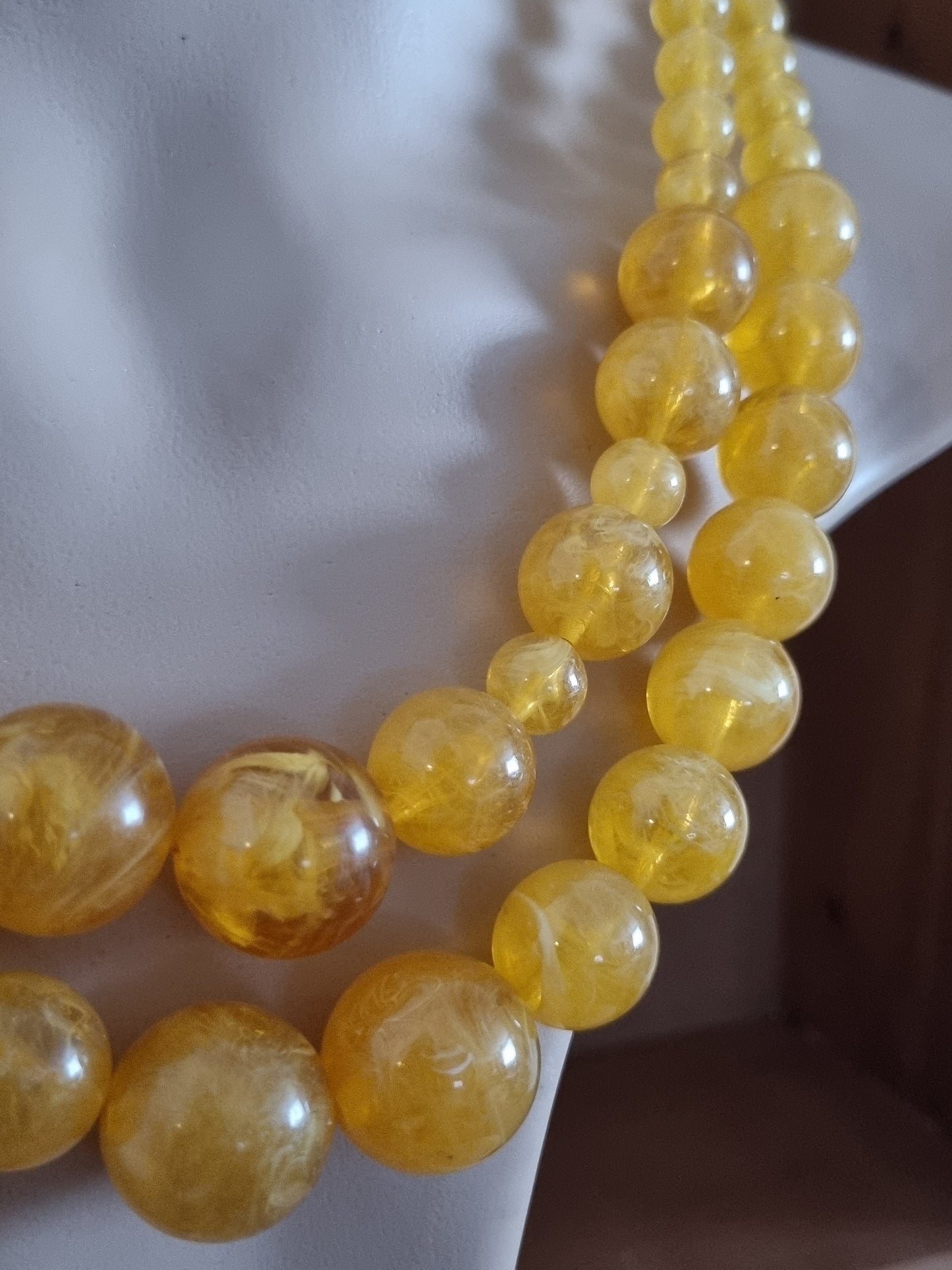 Vintage Necklace Yellow Lucite Bead Statement