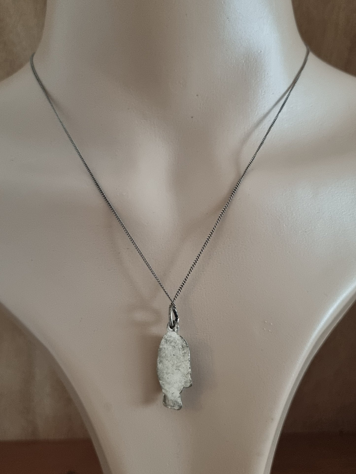 Vintage Necklace 60s Catholic Lady of Lourdes and Child Jesus Pendant