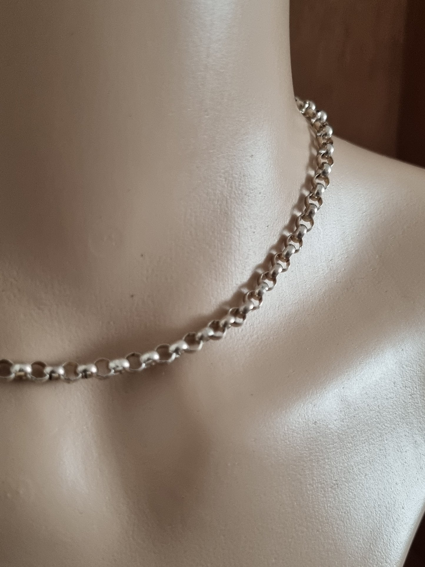 Vintage Necklace 925 Sterling Silver Belcher Chain Choker