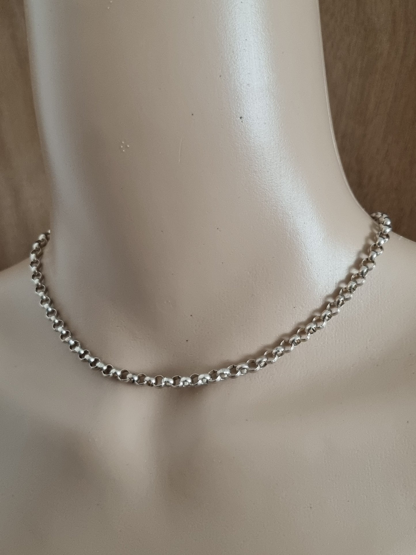 Vintage Necklace 925 Sterling Silver Belcher Chain Choker