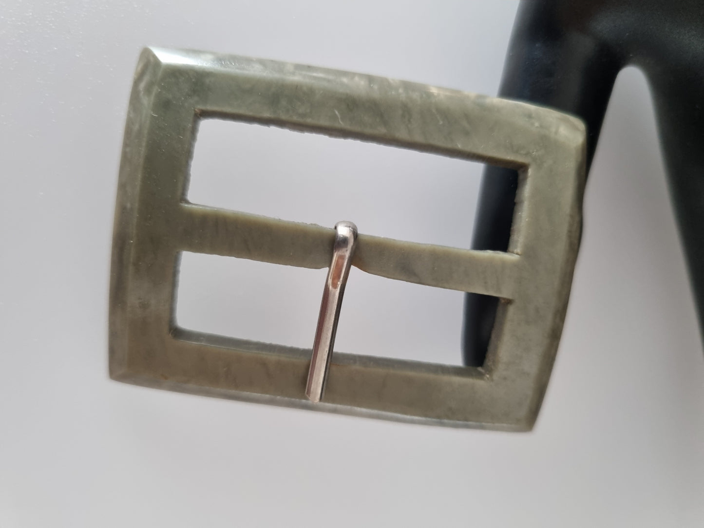Vintage Buckle Pearlised Green Grey. For Belts, Sewing, Scarves, Crafts
