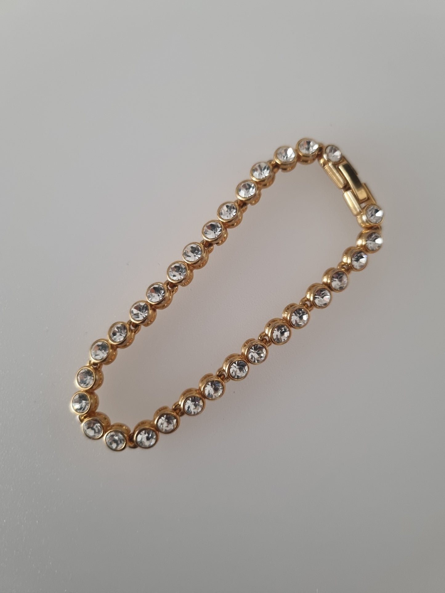 Vintage Bracelet Gold Tone Diamante Cubic Zirconia Circles Jewellery