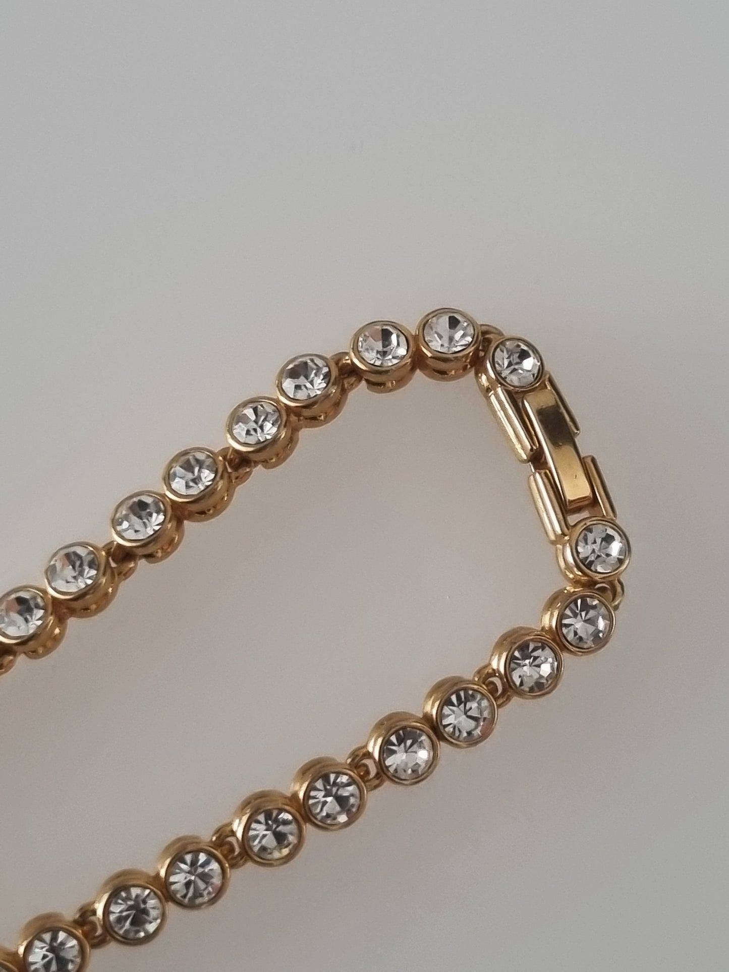 Vintage Bracelet Gold Tone Diamante Cubic Zirconia Circles Jewellery