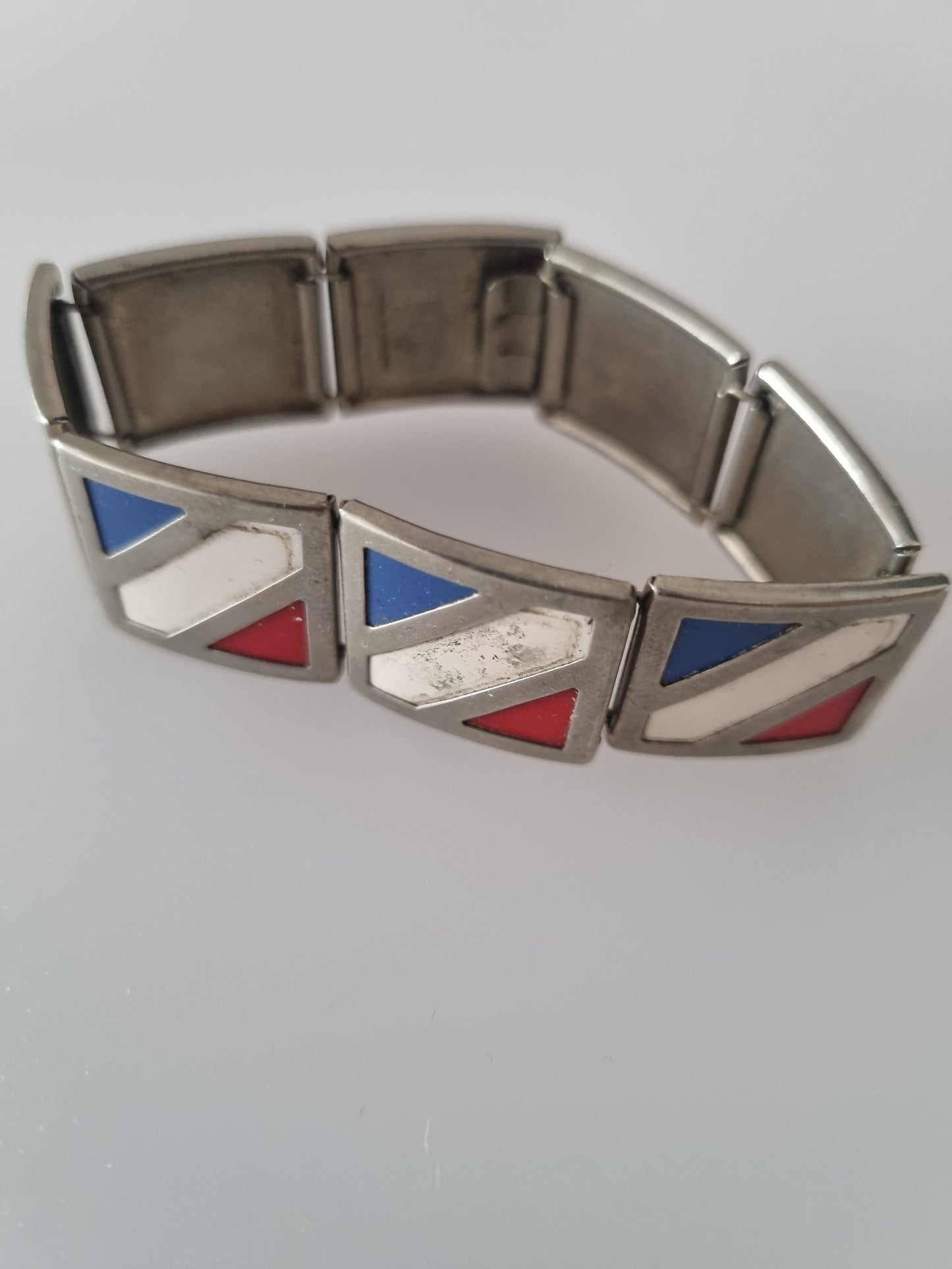 Vintage Bracelet 1960s Red White and Blue Square Costume Jewellery